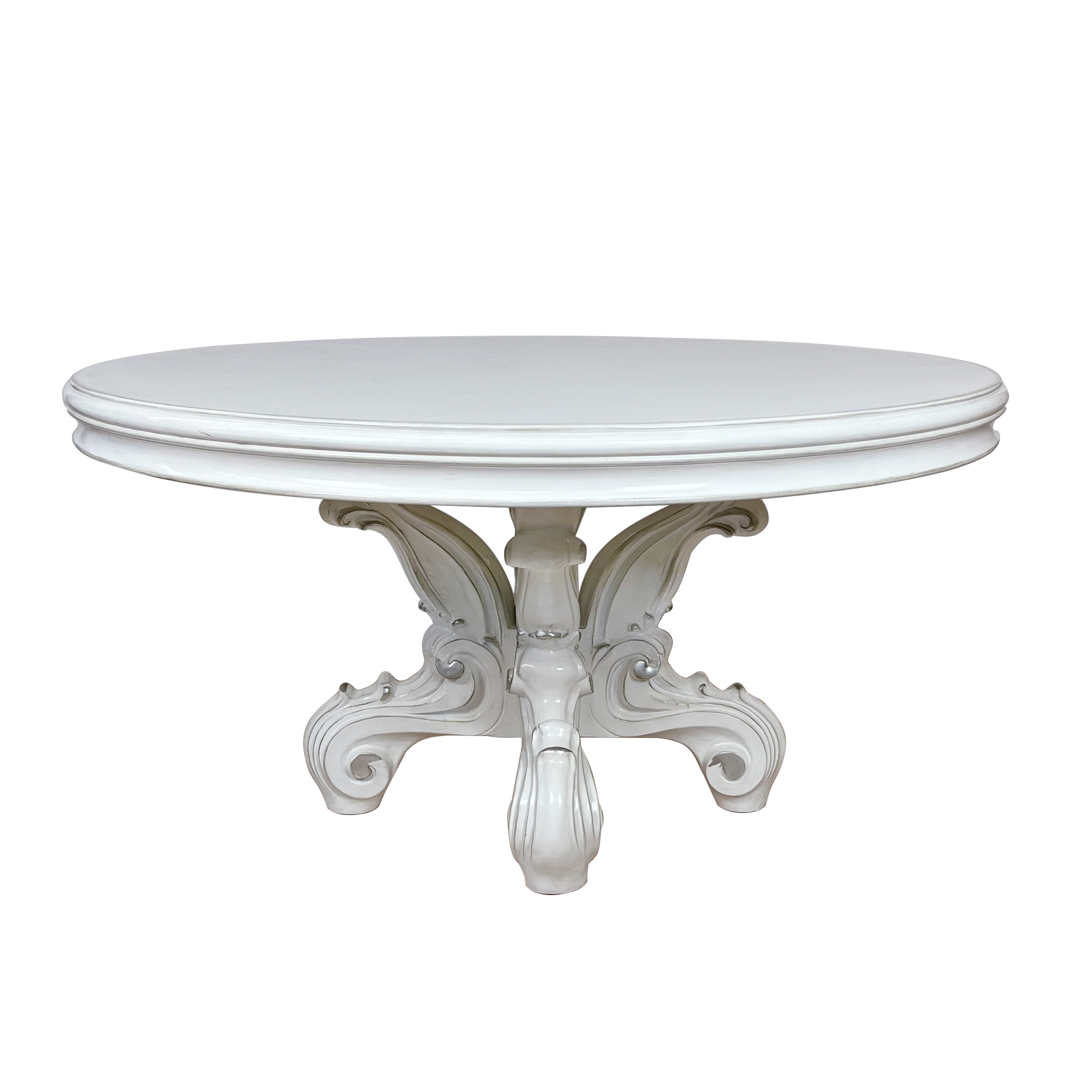 ACME Versailles  Round Dining Table w/Single Pedestal, PU & Bone White Finsih DN01388