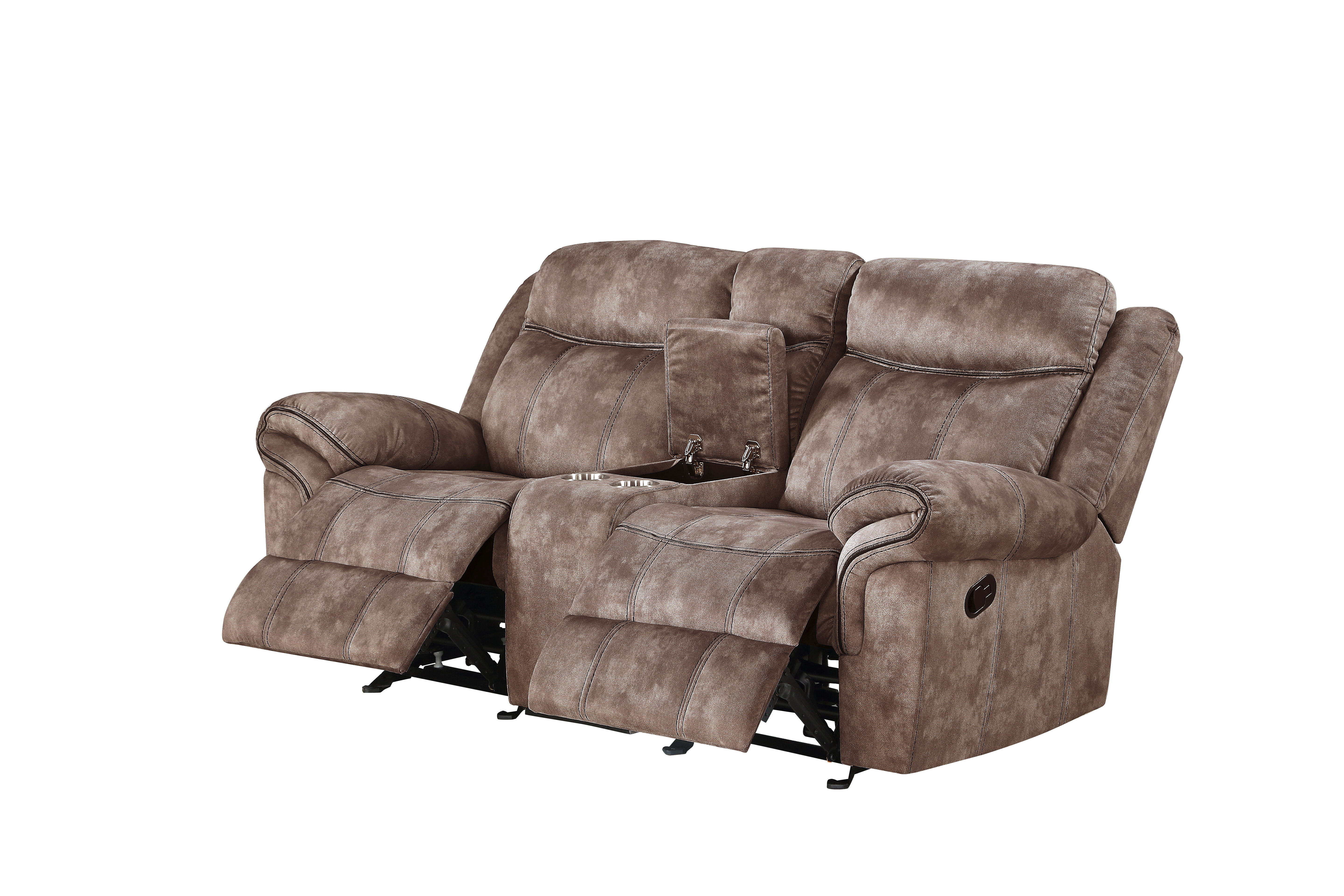 ACME Zubaida Loveseat w/Console (Glider & Motion), 2-Tone Chocolate Velvet 55021