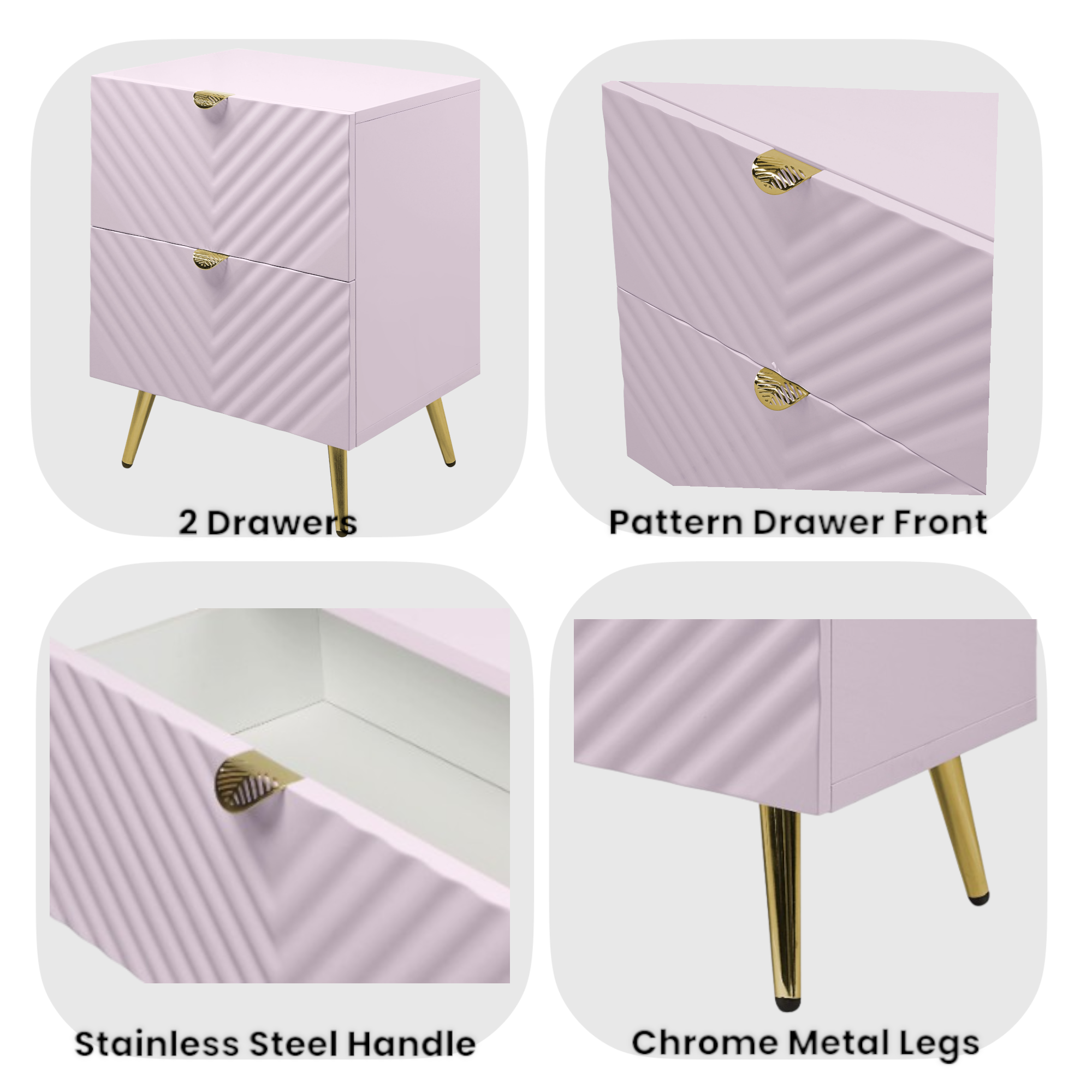 ACME Gaines Nightstand, Pink High Gloss Finish BD02663