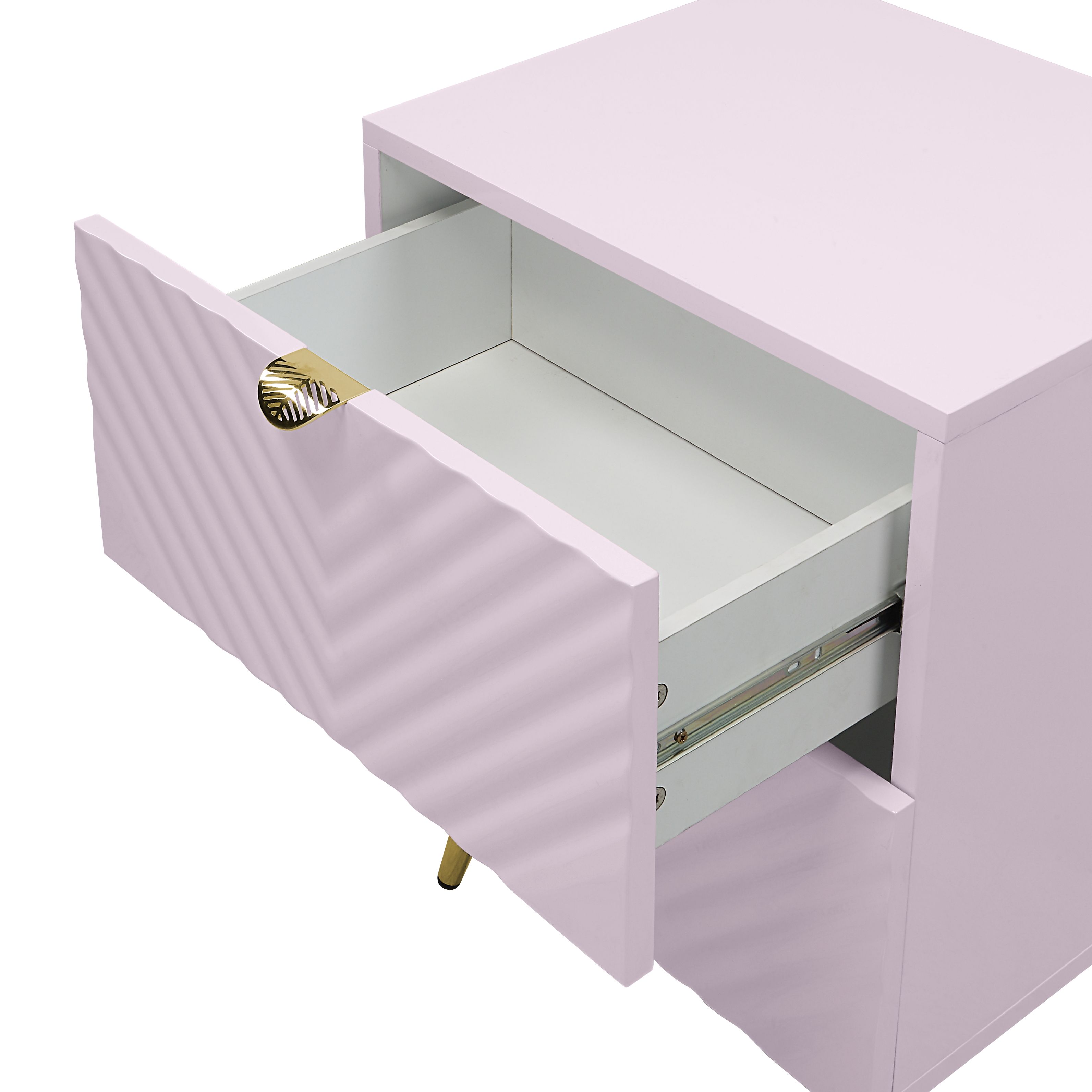 ACME Gaines Nightstand, Pink High Gloss Finish BD02663