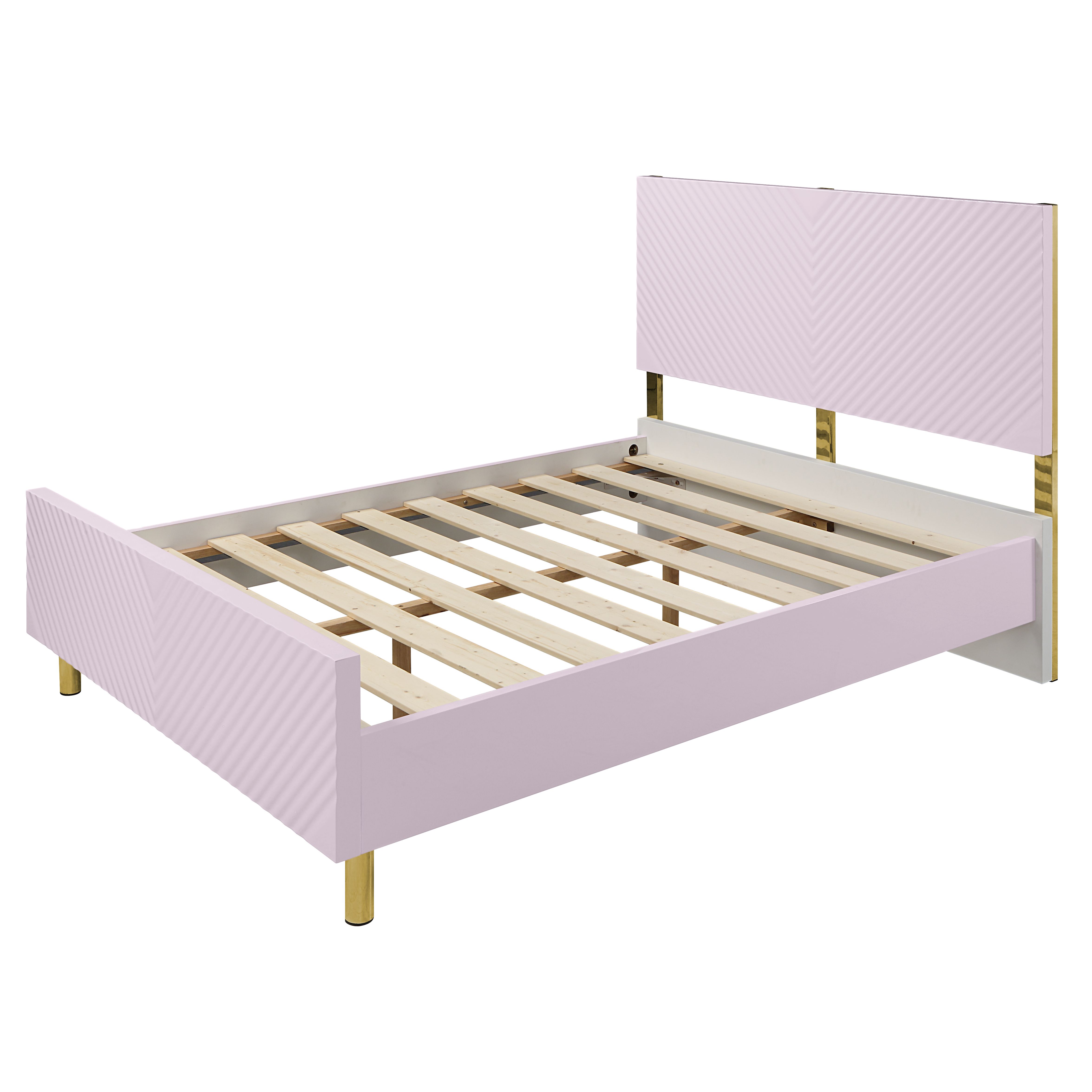 ACME Gaines Full Bed, Pink High Gloss Finish BD02660F