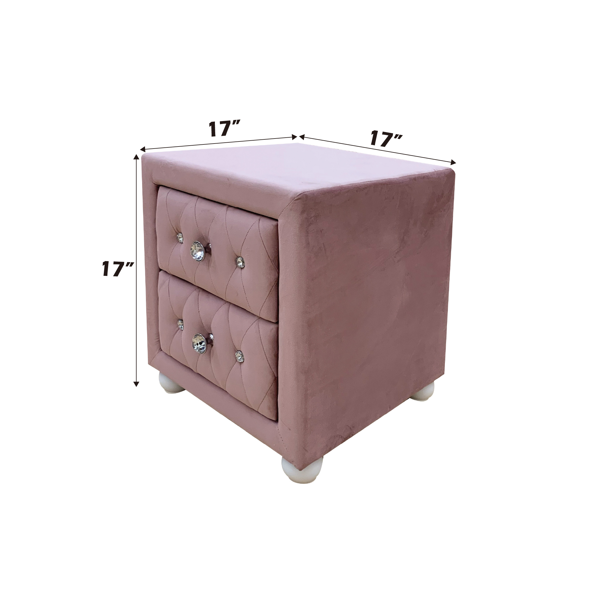 ACME Reggie Nightstand, Pink Fabric 30823