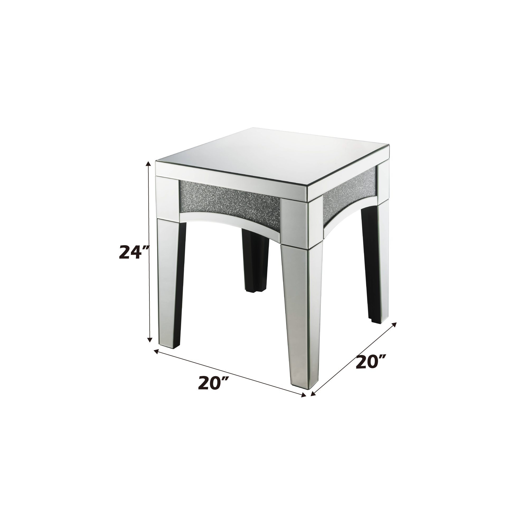 ACME Nowles End Table, Mirrored & Faux Stones 84677