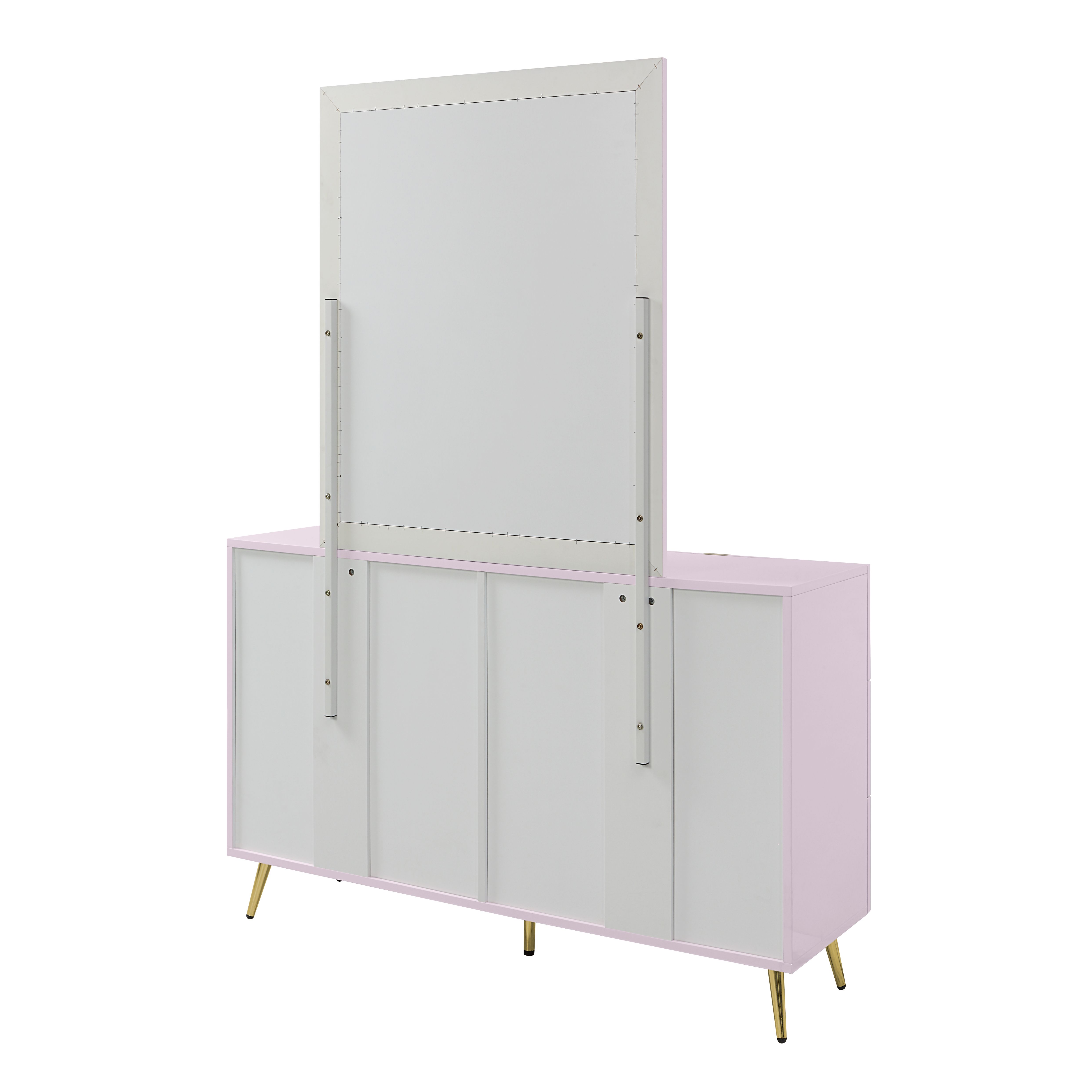 ACME Gaines Dresser, Pink High Gloss Finish BD02665 Not include mirror