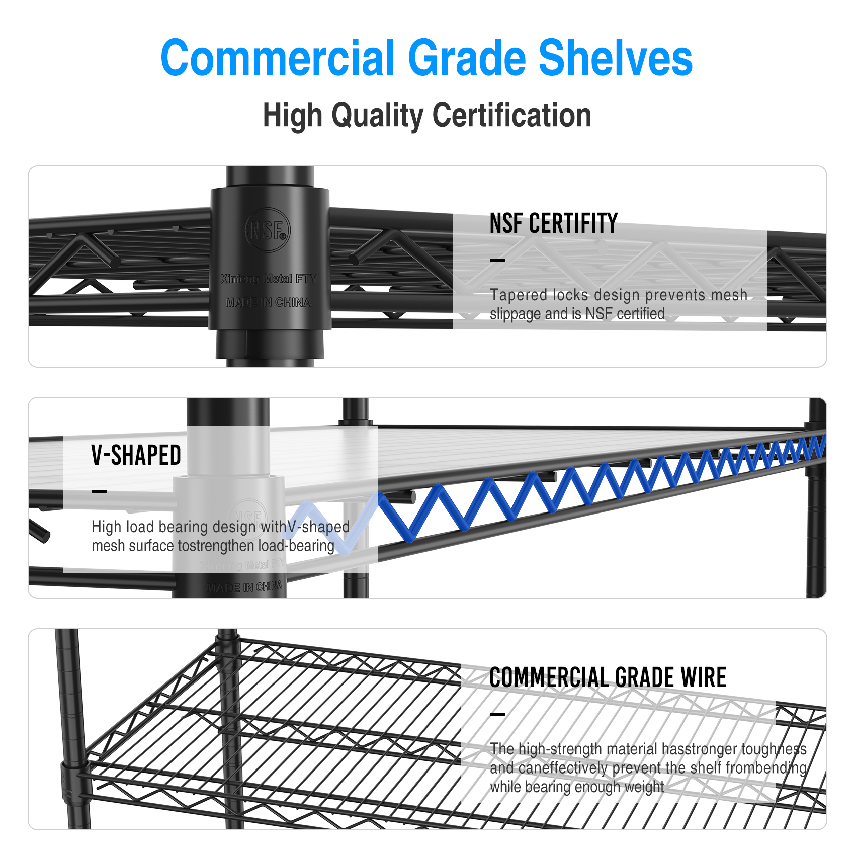 6 Tier Wire Shelving Unit, 6000 LBS NSF Height Adjustable Metal Garage Storage Shelves with Wheels, Heavy Duty Storage Wire Rack Metal Shelves - Black - 186082