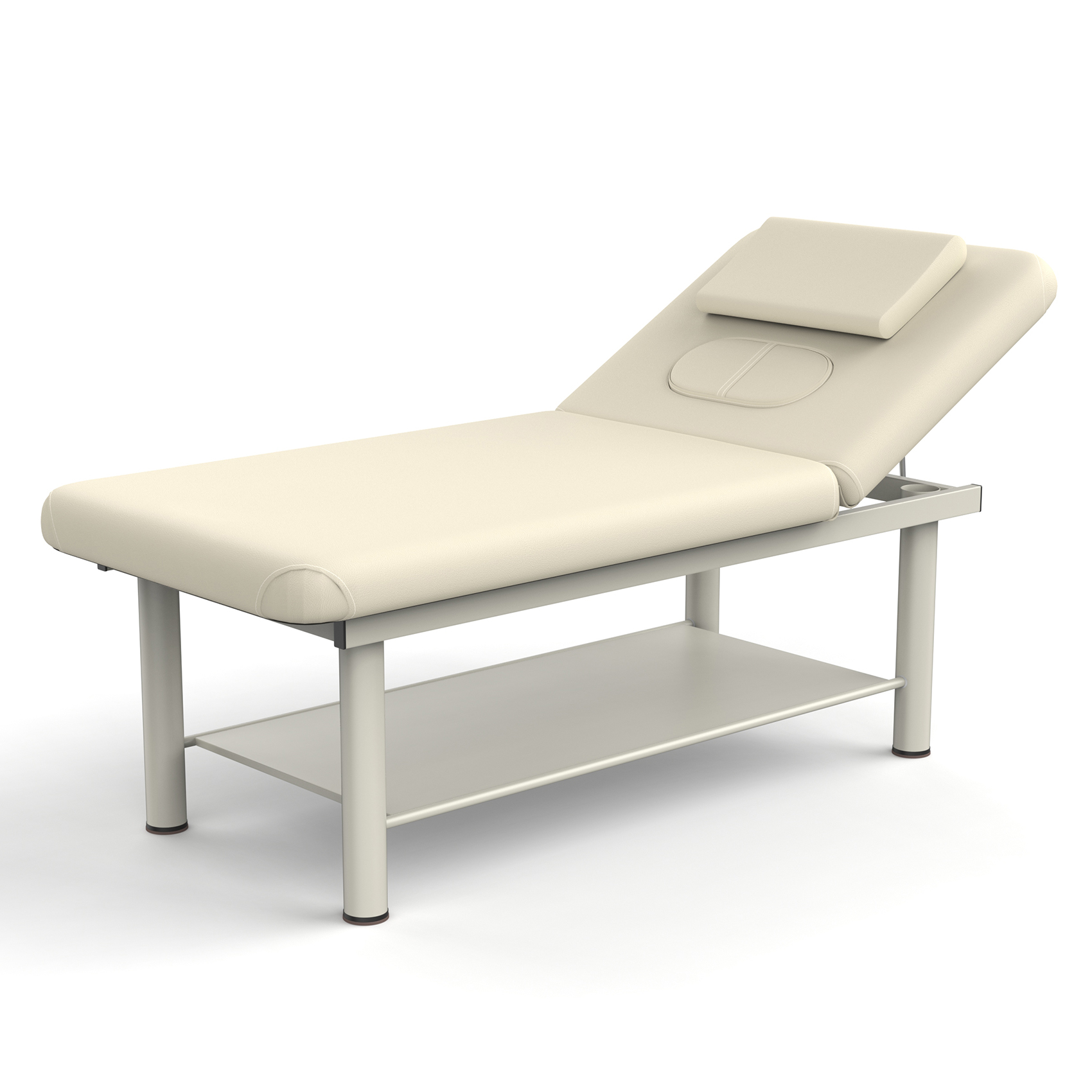 80 Inches Wide - Quality Leather Beauty Spa Furniture Massage Table Bed Iron on Round Legs Facial Bed Beauty Bed - Beige Gray