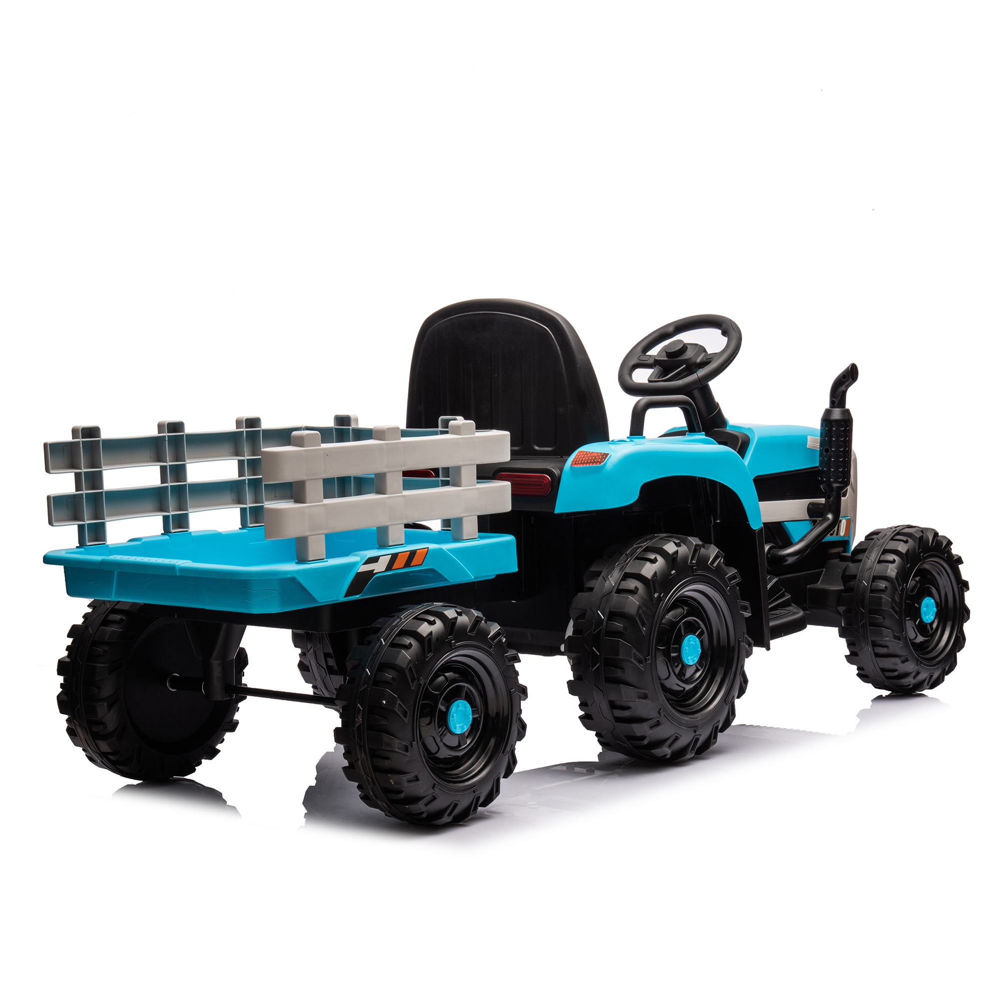 Ride on Tractor with Trailer,24V Battery Powered Electric Tractor Toy, 200w*2motor 1.86-4.97MPH/Remote Control,electric car for kids,Three speed adjustable,USB,MP3 ,Bluetooth,LED light, safety belt.