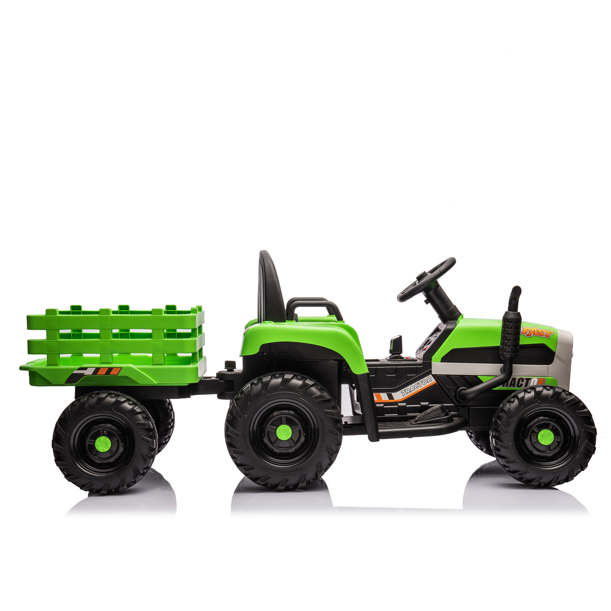 Ride on Tractor with Trailer,24V Battery Powered Electric Tractor Toy, 200w*2motor 1.86-4.97MPH/Remote Control,electric car for kids,Three speed adjustable,USB,MP3 ,Bluetooth,LED light, safety belt.