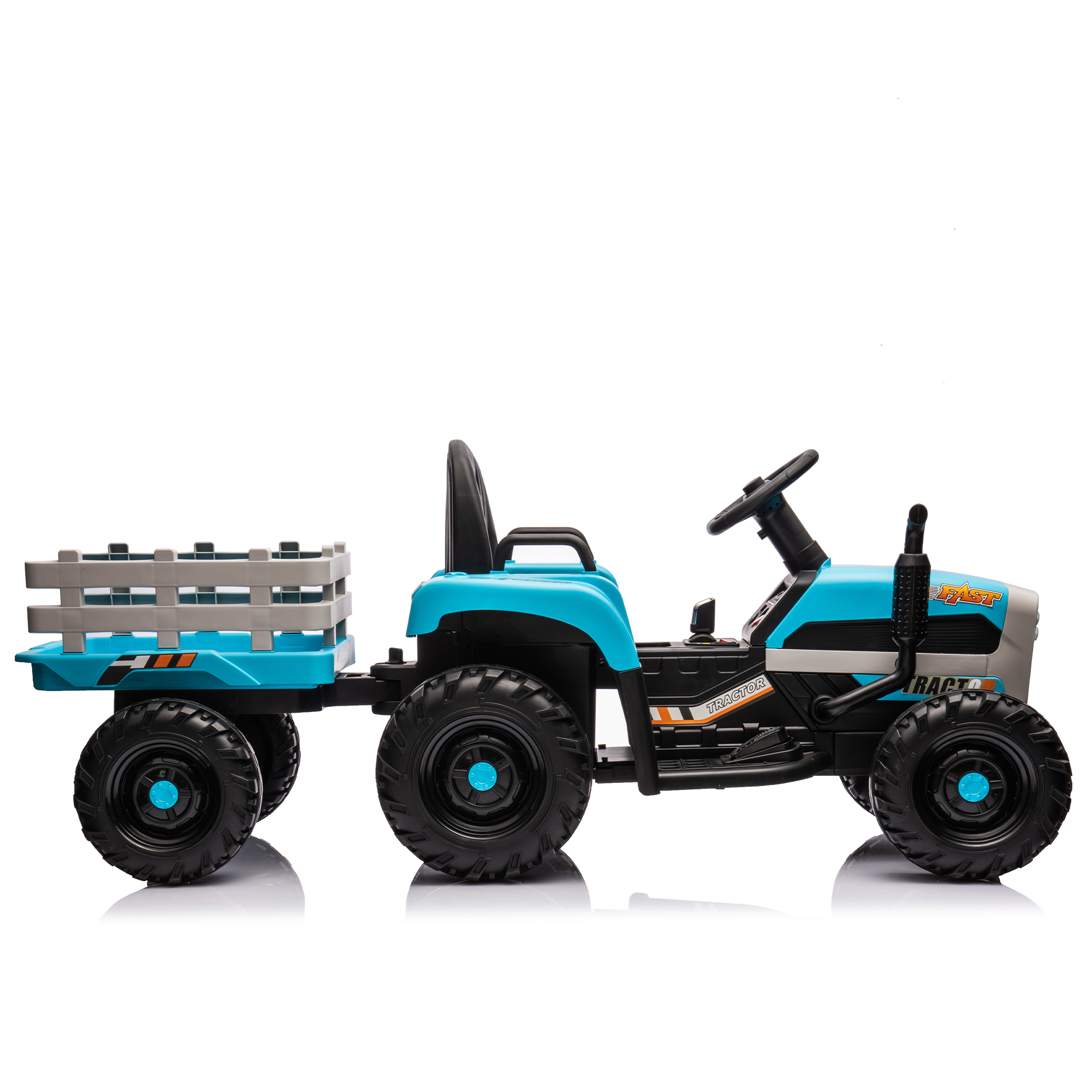 Ride on Tractor with Trailer,24V Battery Powered Electric Tractor Toy, 200w*2motor 1.86-4.97MPH/Remote Control,electric car for kids,Three speed adjustable,USB,MP3 ,Bluetooth,LED light, safety belt.