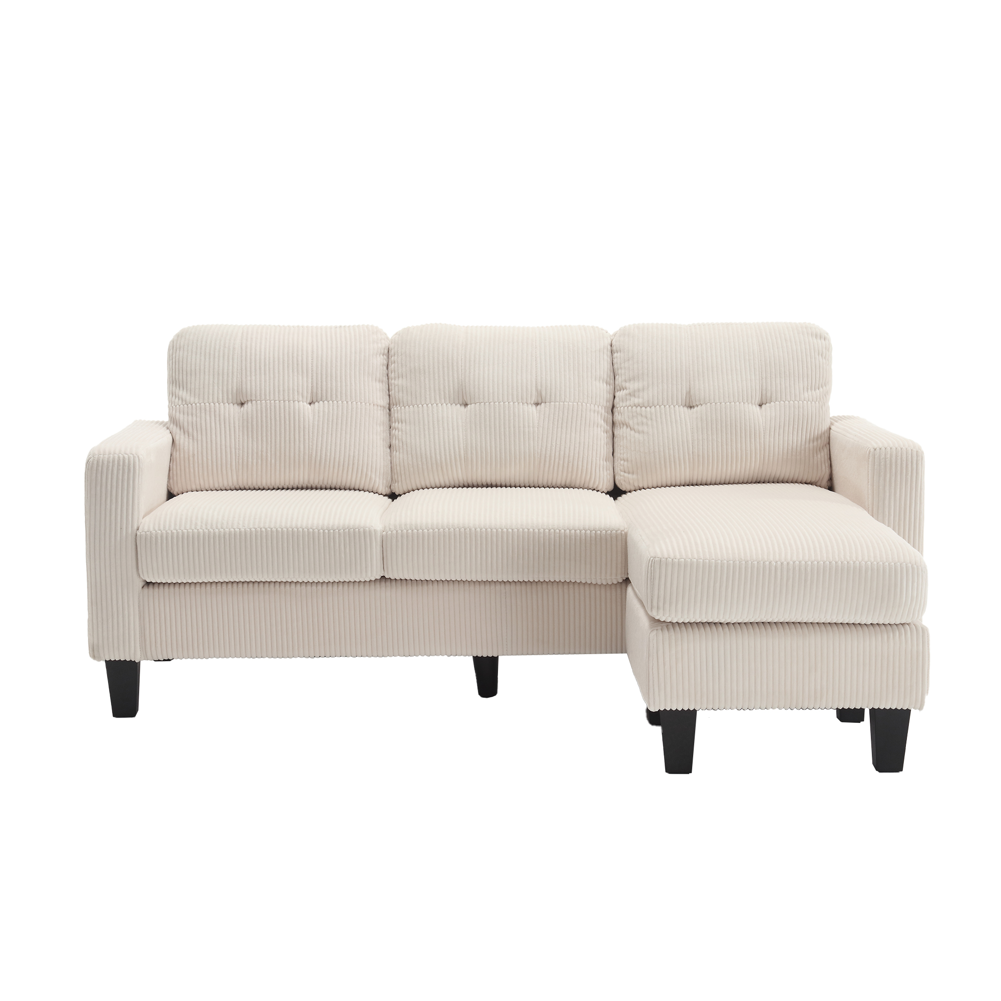 Velvet Sectional Couch with , L Shaped Sofa with Ottoman for Small Apartment