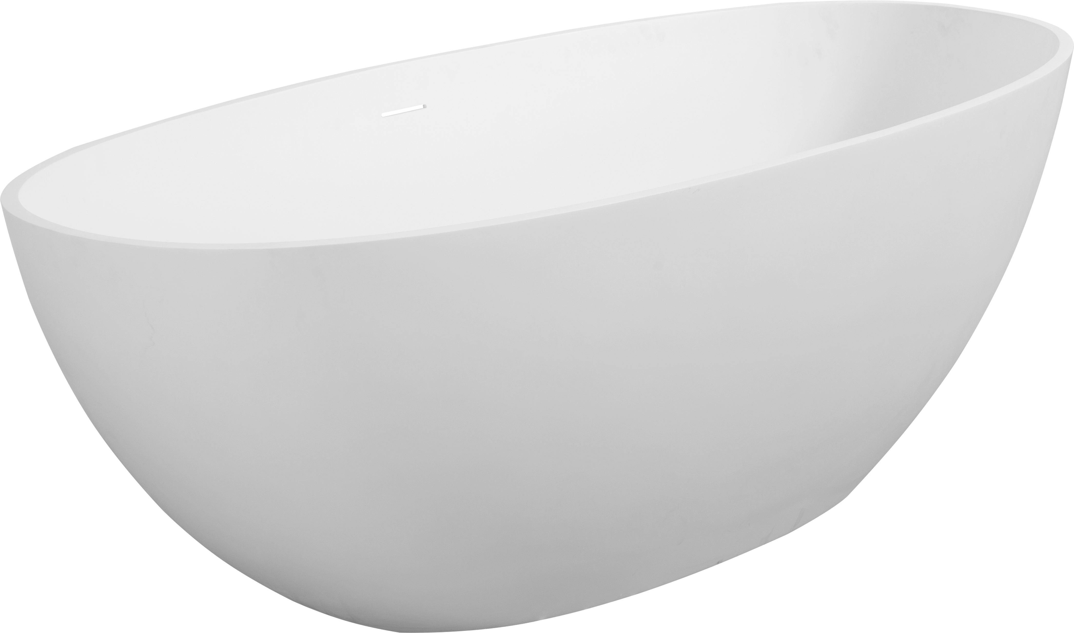 65" Freestanding Solid Surface Bathtub, Luxury Handcrafted Stone Resin Freestanding Soaking Bathtub with Overflow and Pop-up Drain, Matte White 24S06-65MW