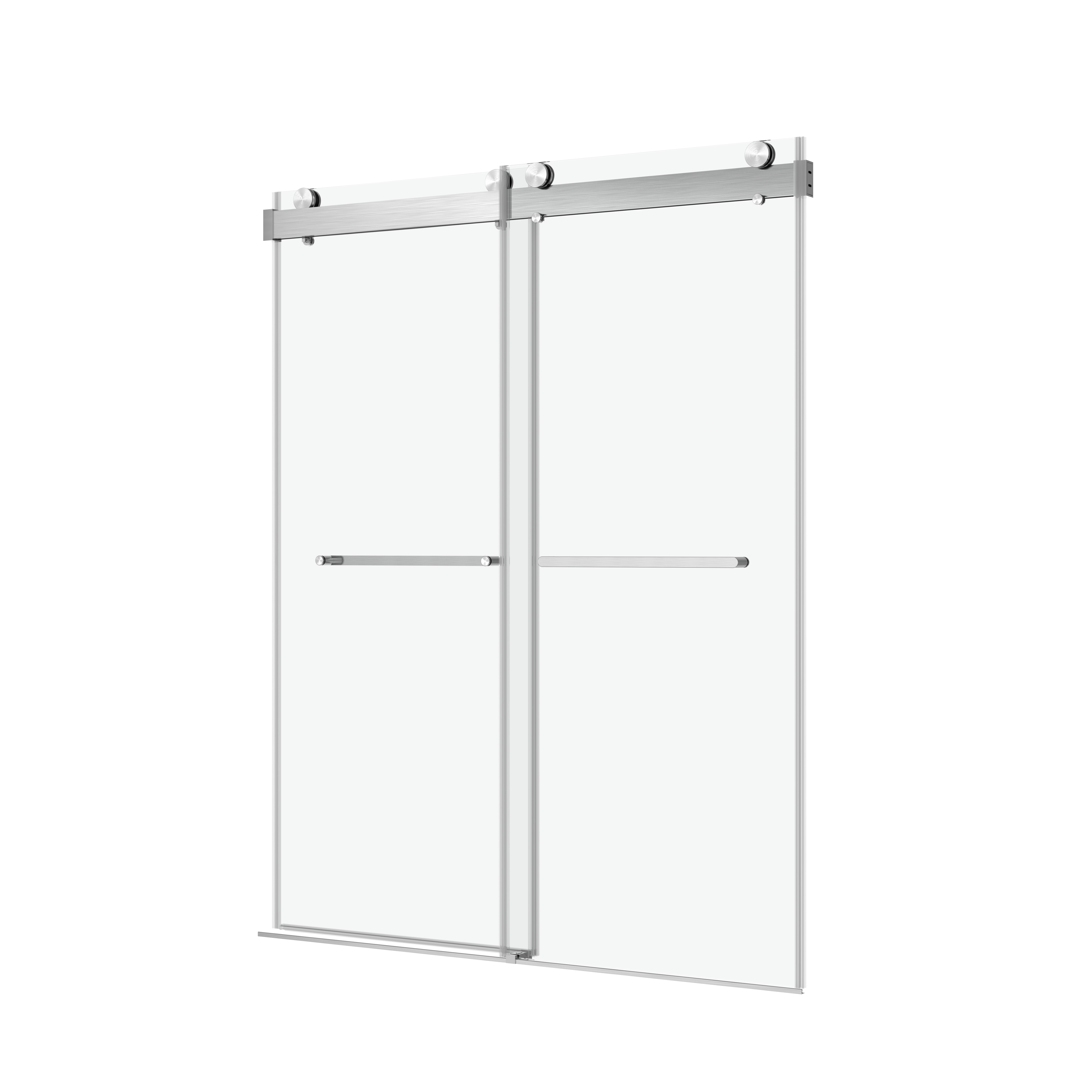 68 to 72 in. W x 76 in. H Sliding Frameless Soft-Close Shower Door with Premium 3/8 Inch (10mm) Thick Tampered Glass in Brushed Nickel 23D02-72BN