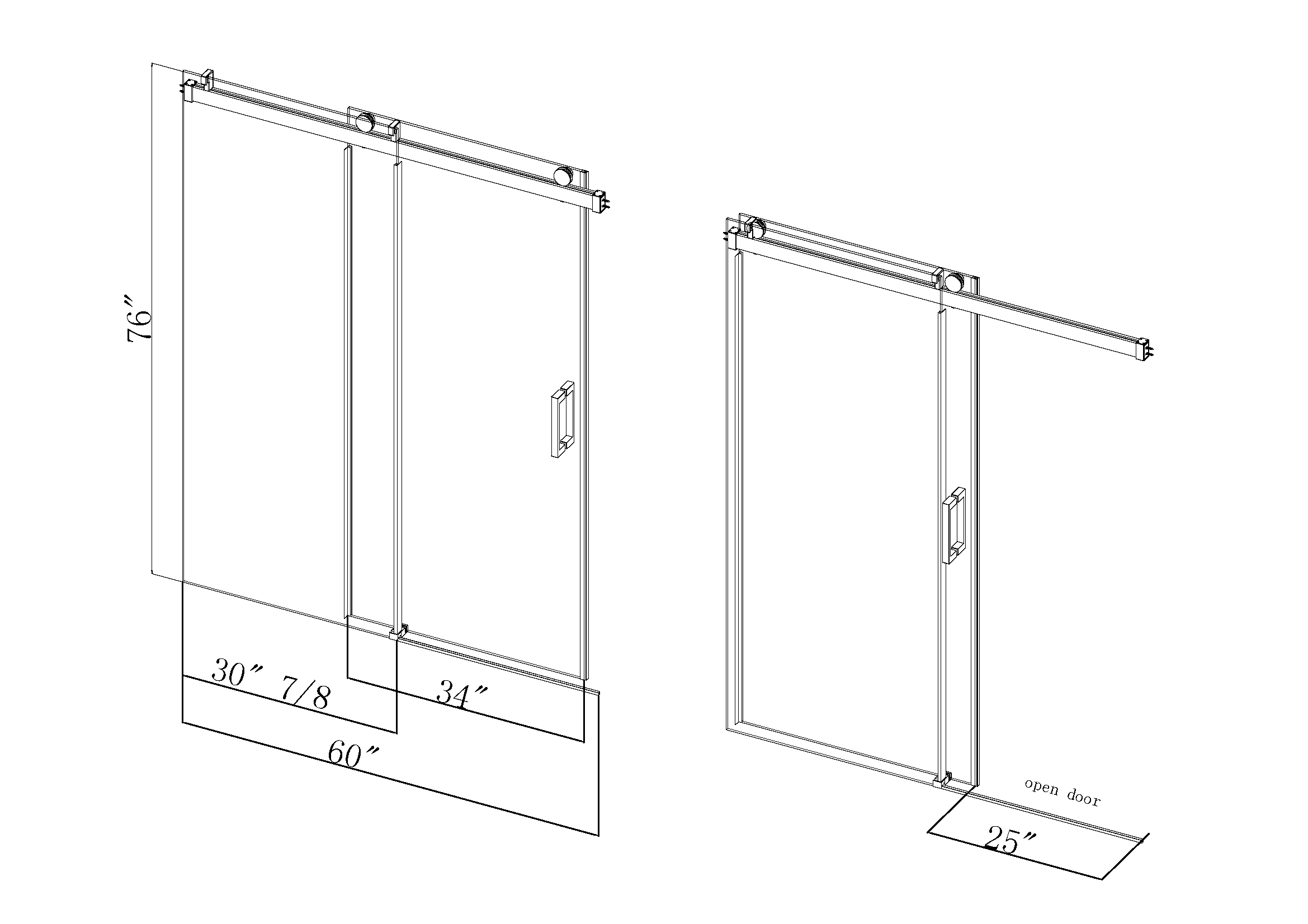 56 to 60 in. W x 76 in. H Sliding Frameless Soft-Close Shower Door with Premium 3/8 Inch (10mm) Thick Tampered Glass in Brushed Nickel 22D01-60BN