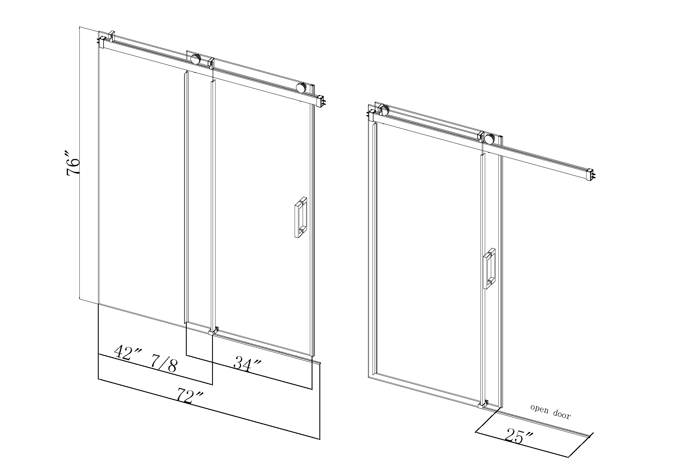 Elan 68 to 72 in. W x 76 in. H Sliding Frameless Soft-Close Shower Door with Premium 3/8 Inch (10mm) Thick Tampered Glass in Brushed Nickel 22D01-72BN