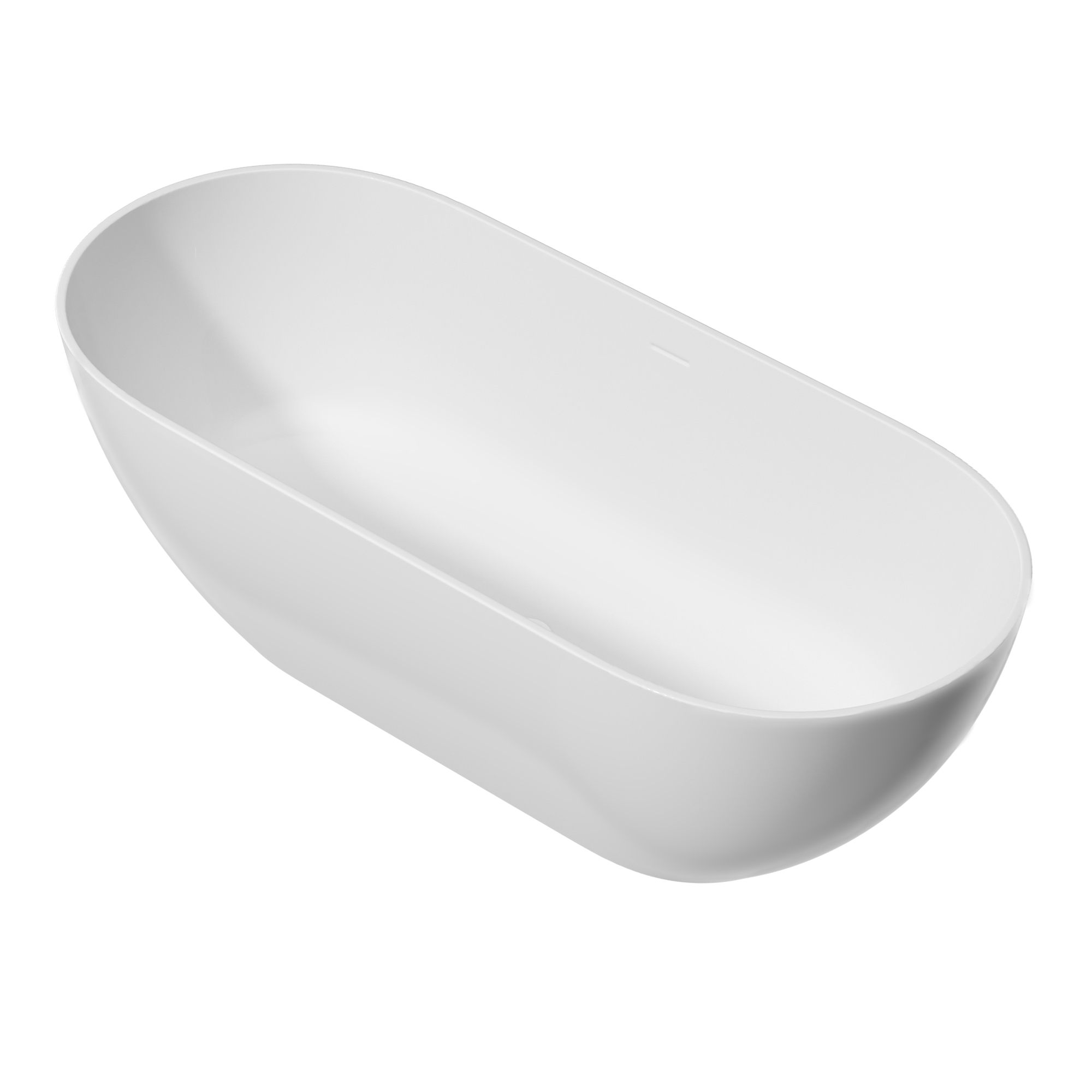 Luxury Handcrafted Stone Resin Freestanding Soaking Bathtub with Overflow in Matte White, cUPC Certified - 24S03-69MW