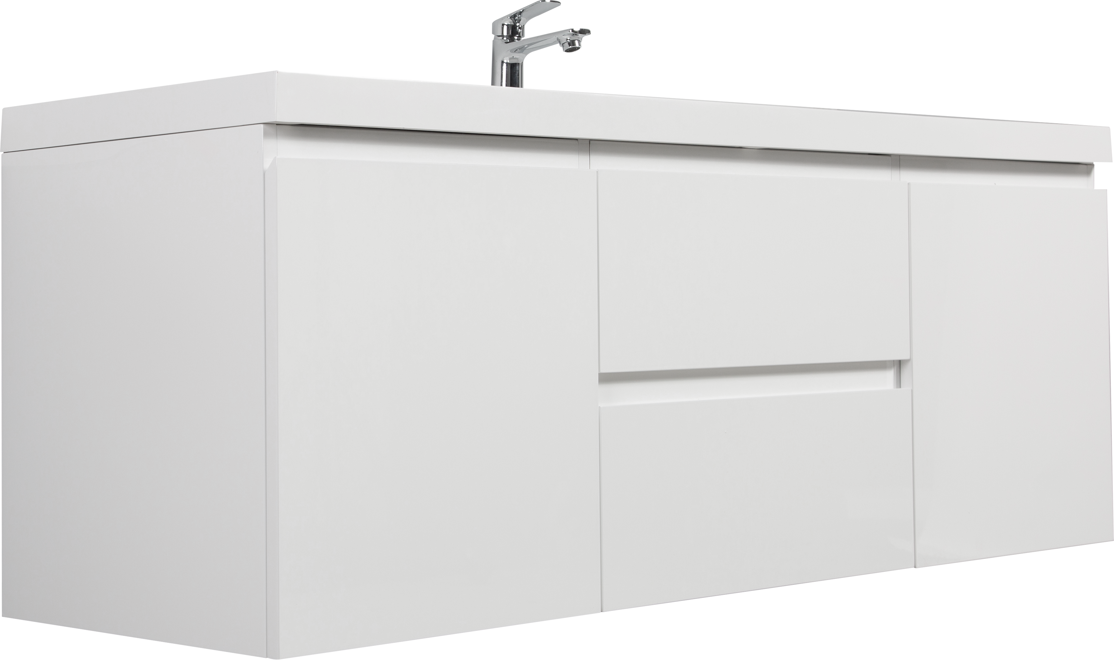 60" Floating Bathroom Vanity with Sink, Modern Wall-Mounted Bathroom Storage Vanity Cabinet with Resin Top Basin and Soft Close Drawers, Glossy White 24V11-60SGW