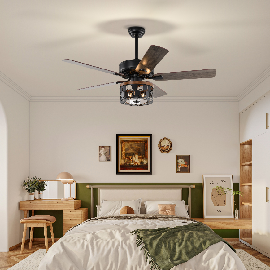 52'' Plywood blades ceiling fan with remote control for the living room ,bed room