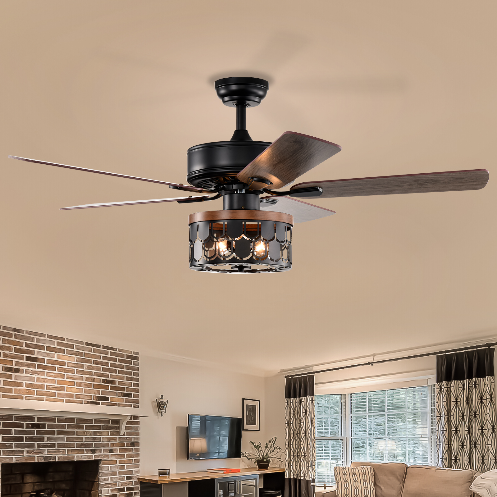 52'' Plywood blades ceiling fan with remote control for the living room ,bed room