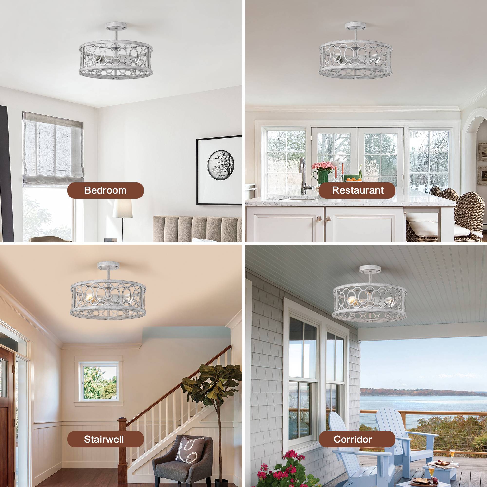 Flush Mount Ceiling Light Fixture Ceiling Mount,3 Light(E26 NO include Bulb) 18.11"   Farmhouse Chandelier Modern Pendant Light Fixtures for Kitchen Lighting Fixture