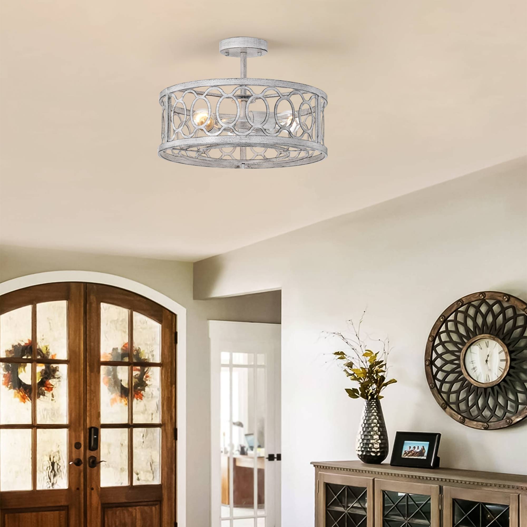 Flush Mount Ceiling Light Fixture Ceiling Mount,3 Light(E26 NO include Bulb) 18.11"   Farmhouse Chandelier Modern Pendant Light Fixtures for Kitchen Lighting Fixture