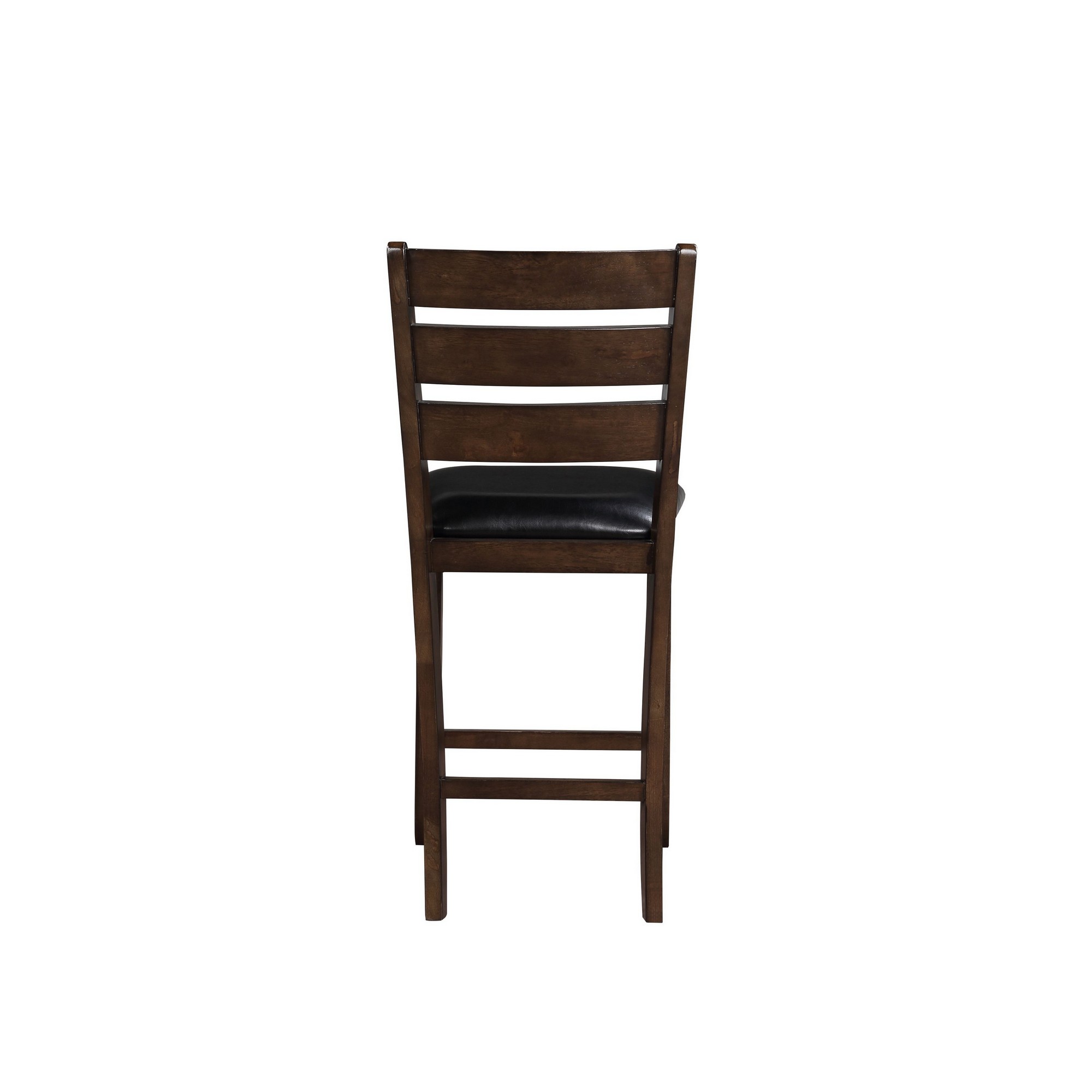 Wooden Counter Height Chair with Leatherette seat, Set of 2, Black and Brown