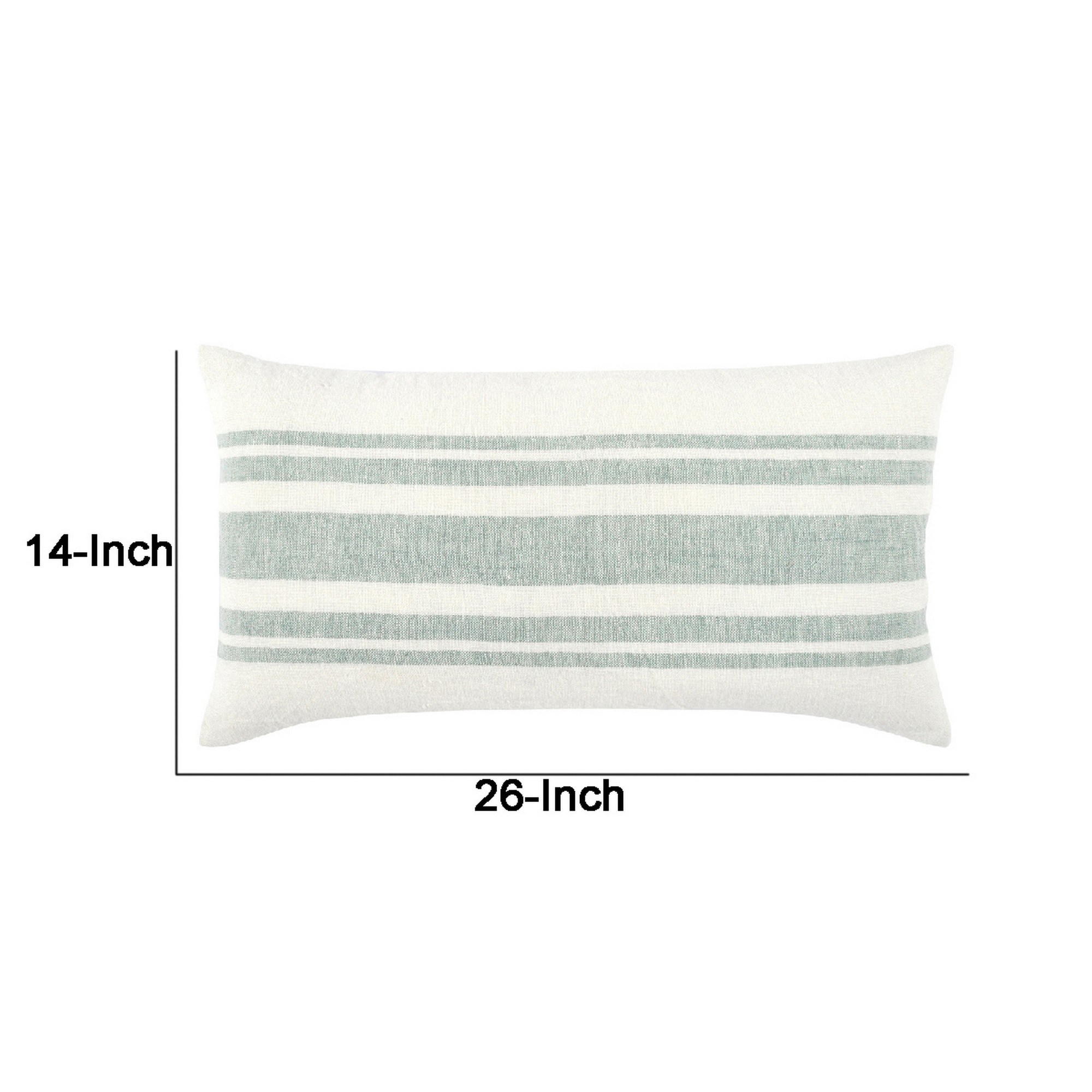 14 x 26 Accent Lumbar Throw Pillow, Stripe Design, Eucalyptus, White, Green