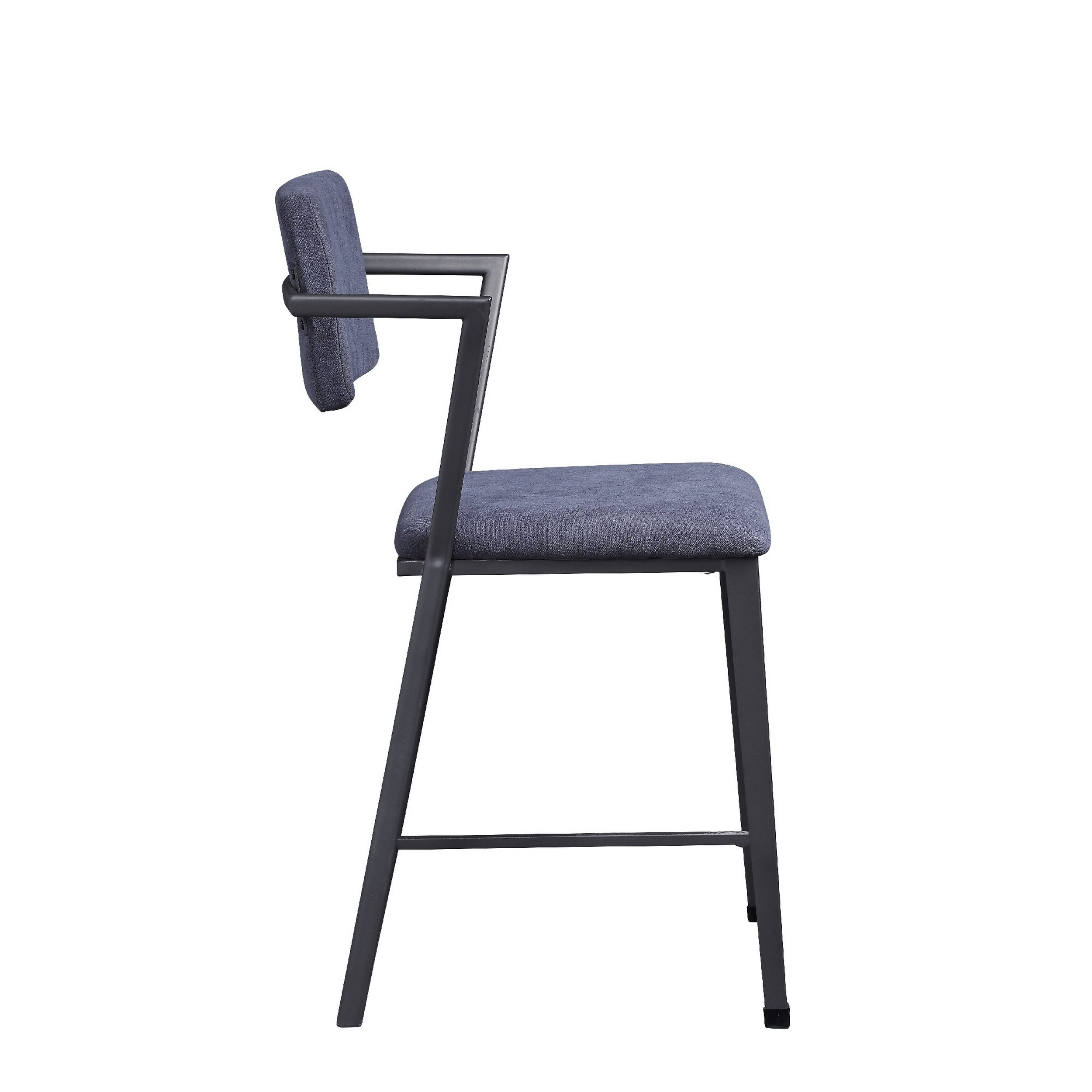 Fabric Upholstered Metal Counter Height Chair, Set of 2,Gray and Black