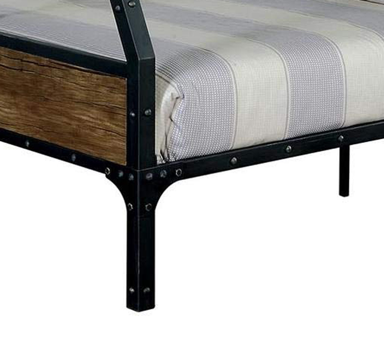 Wooden & Metal Frame Twin/Full Size Bunk Bed, Black