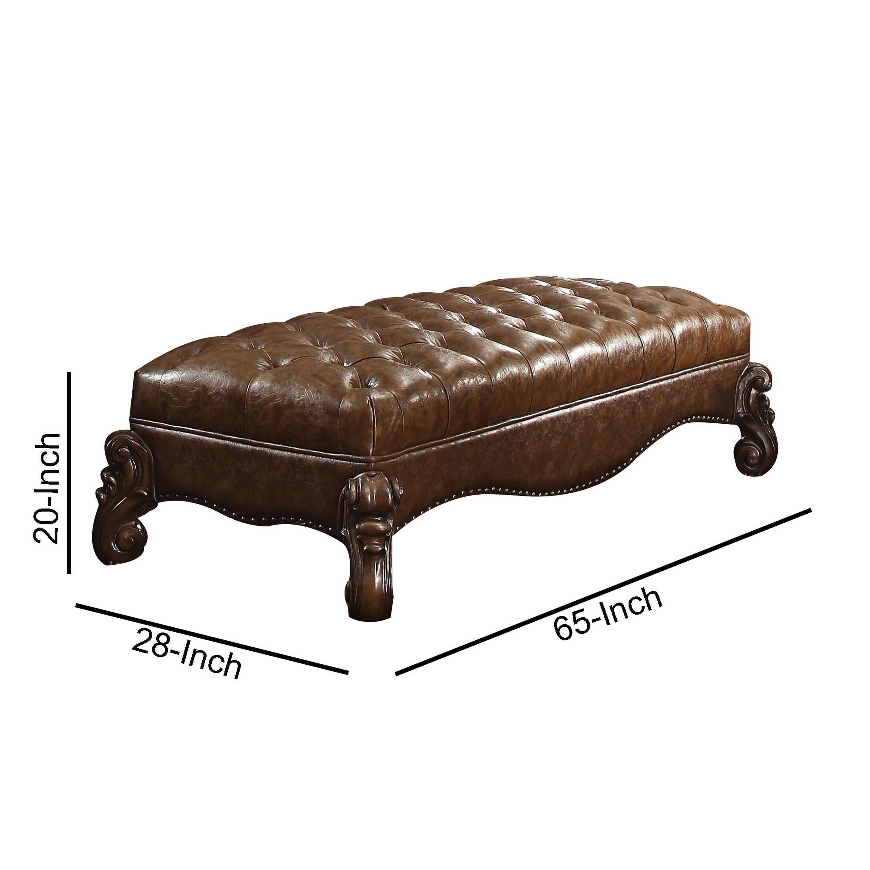 Polyurethane Wood Bench, Antiqued Brown