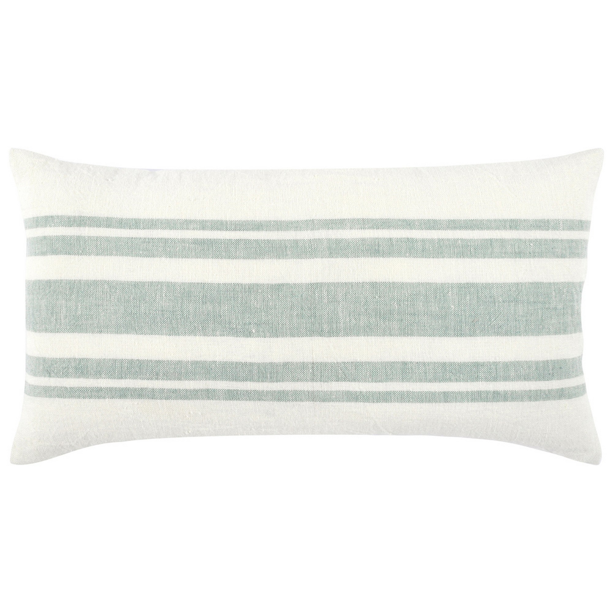 14 x 26 Accent Lumbar Throw Pillow, Stripe Design, Eucalyptus, White, Green