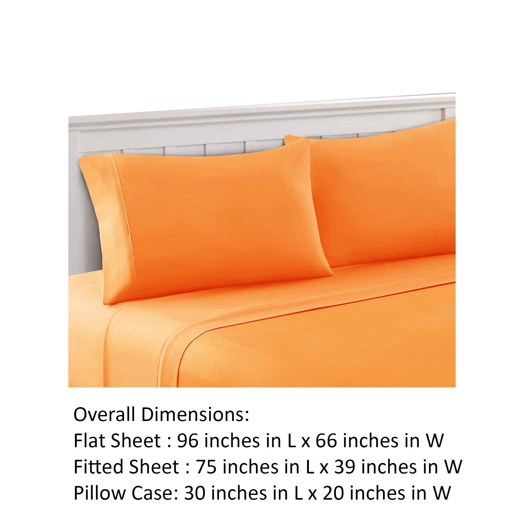 Bezons 3 Piece Twin Size Plain Sheet Set The Urban Port, Orange