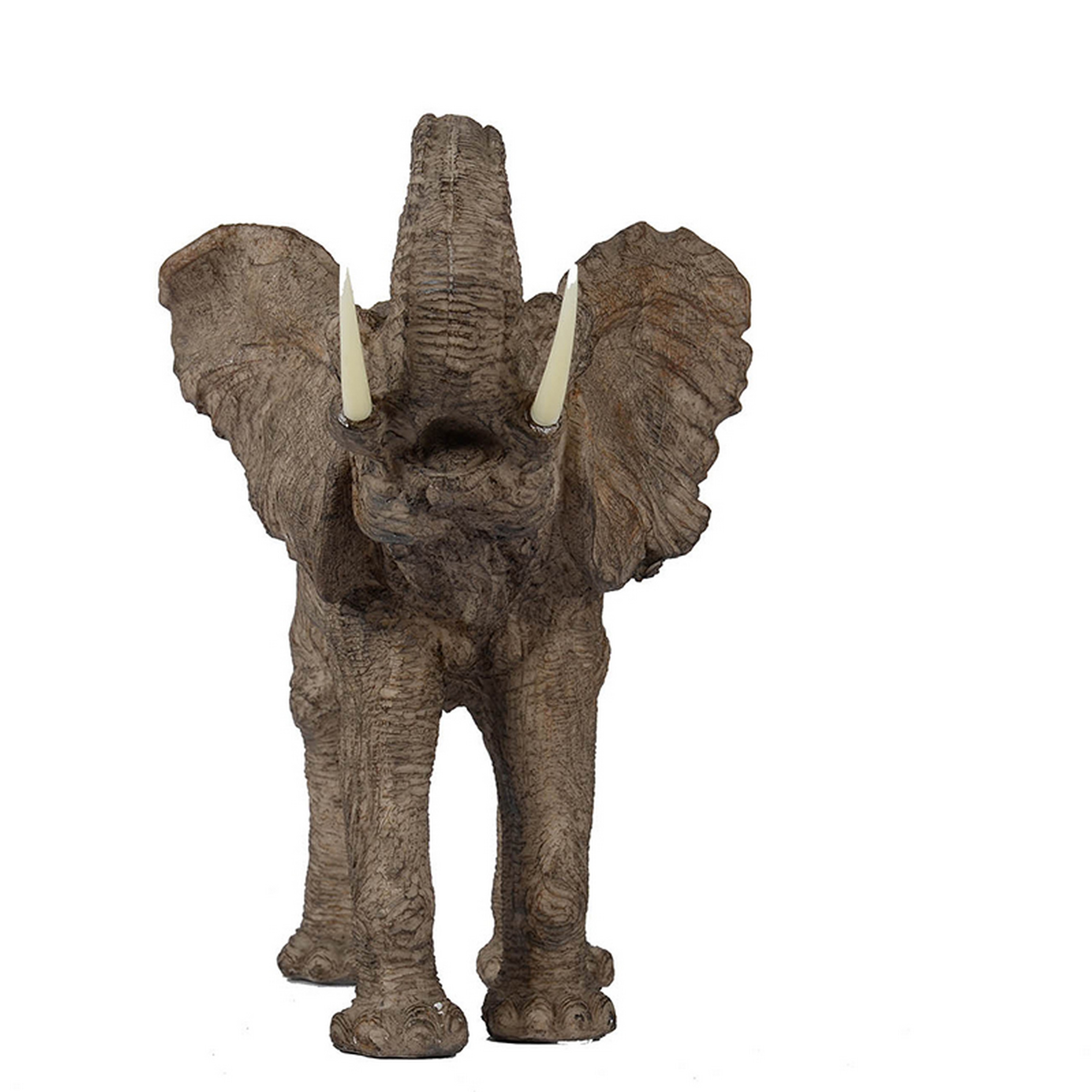 Polyresin Trumpeting Elephant Accent, Brown