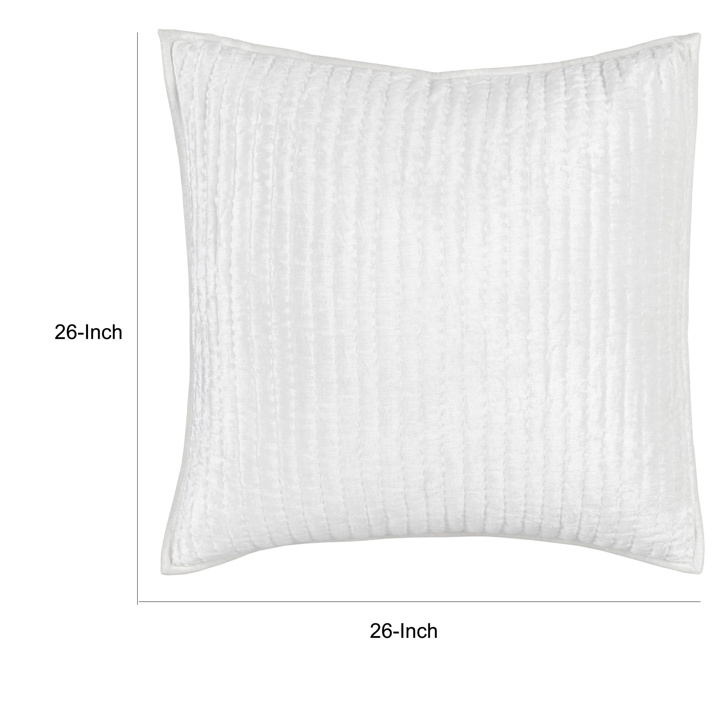 Lipa 26 Inch Square Classic Handmade Euro Pillow Sham, Rayon Velvet, Ivory