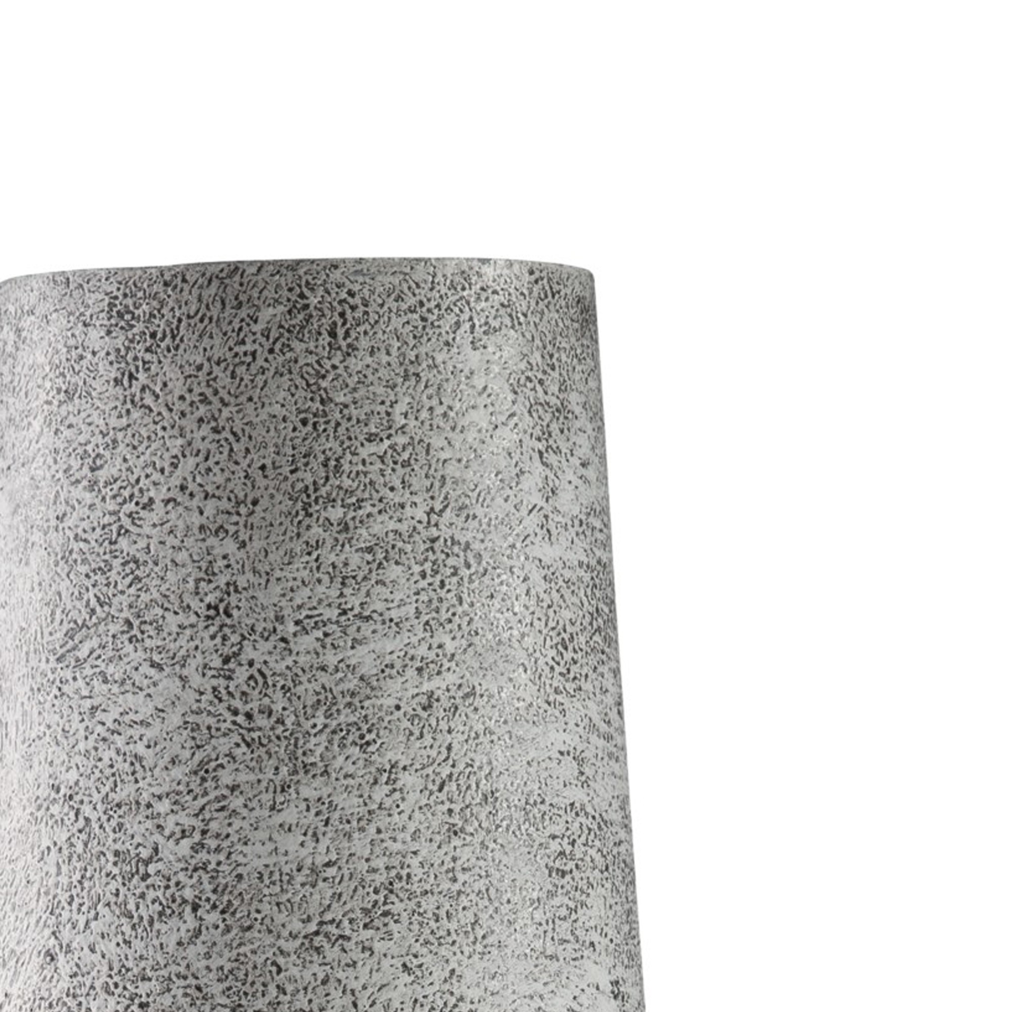 Fin 21 Inch Cylindrical Metal Vase, Subtly Textured, Antique Gray White