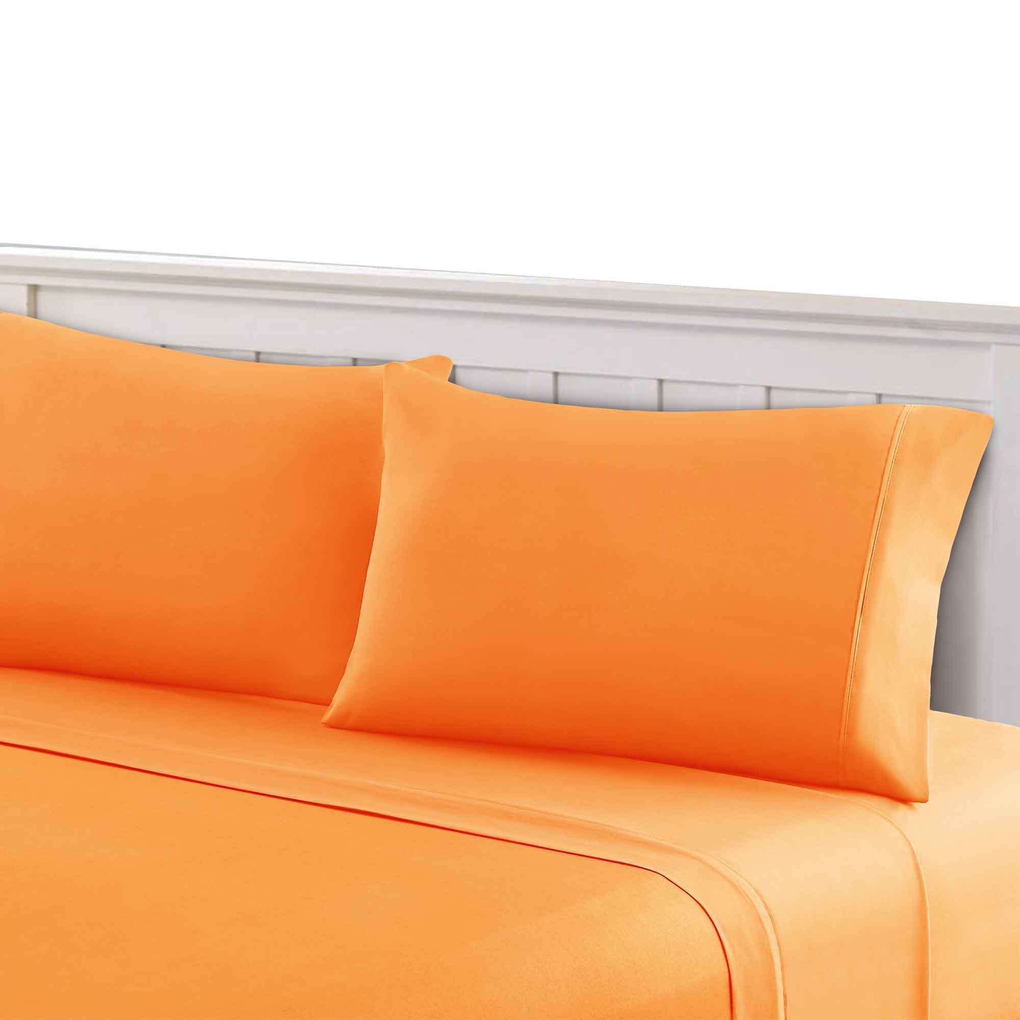 Bezons 3 Piece Twin Size Plain Sheet Set The Urban Port, Orange