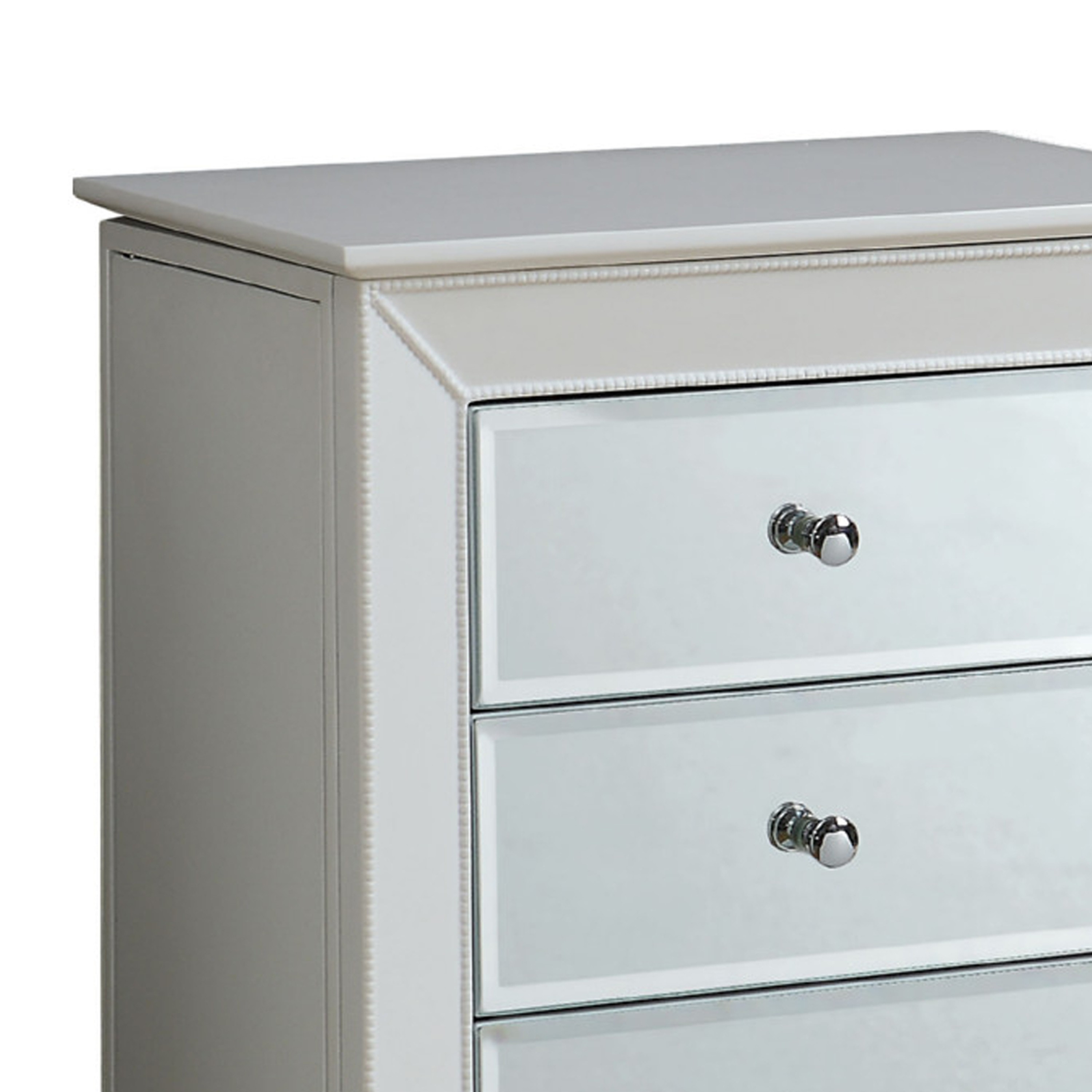 Wood Jewelry Armoire Having 6 Drawers with Mirror Front, White