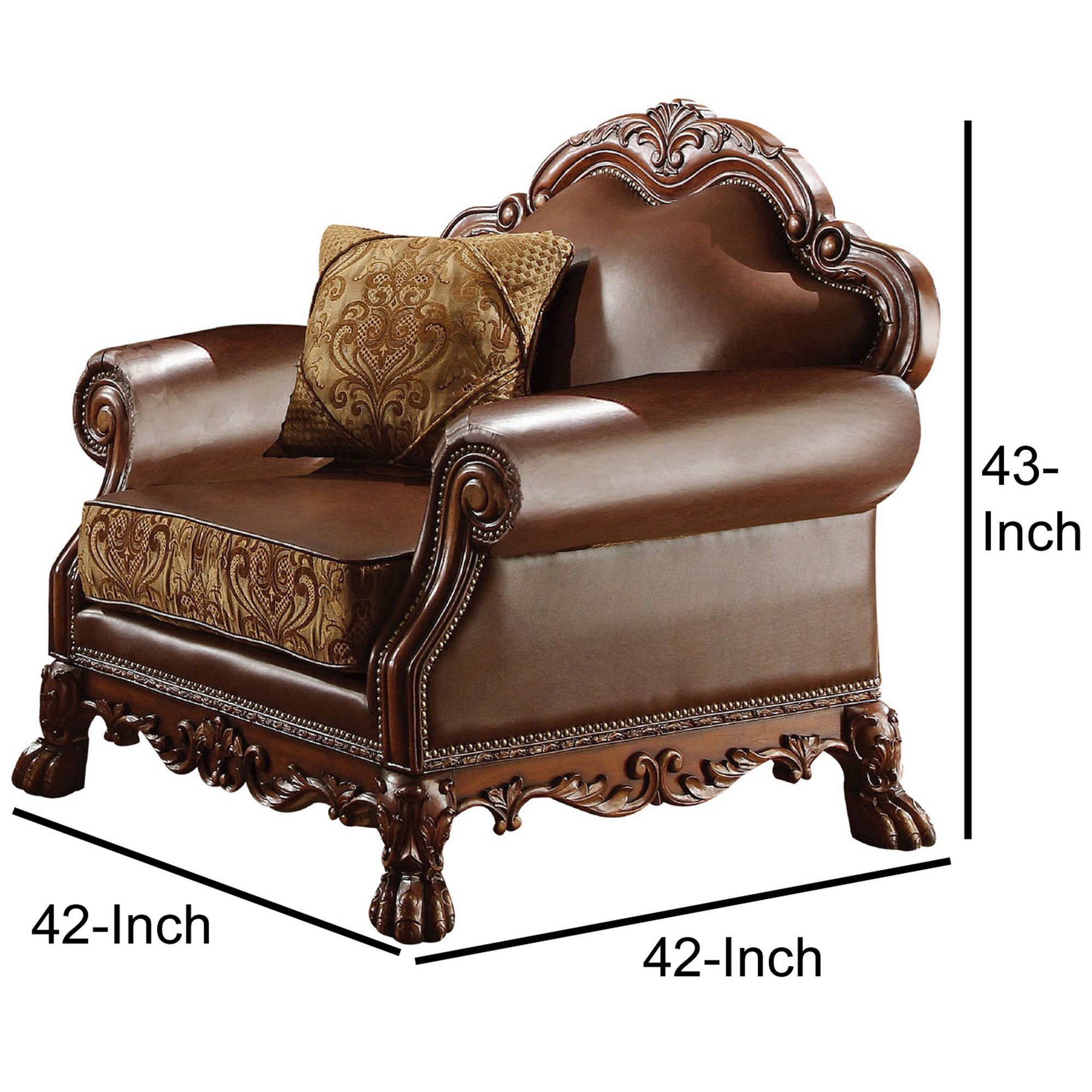 Wooden Chair with 1 Pillow , Cherry Brown