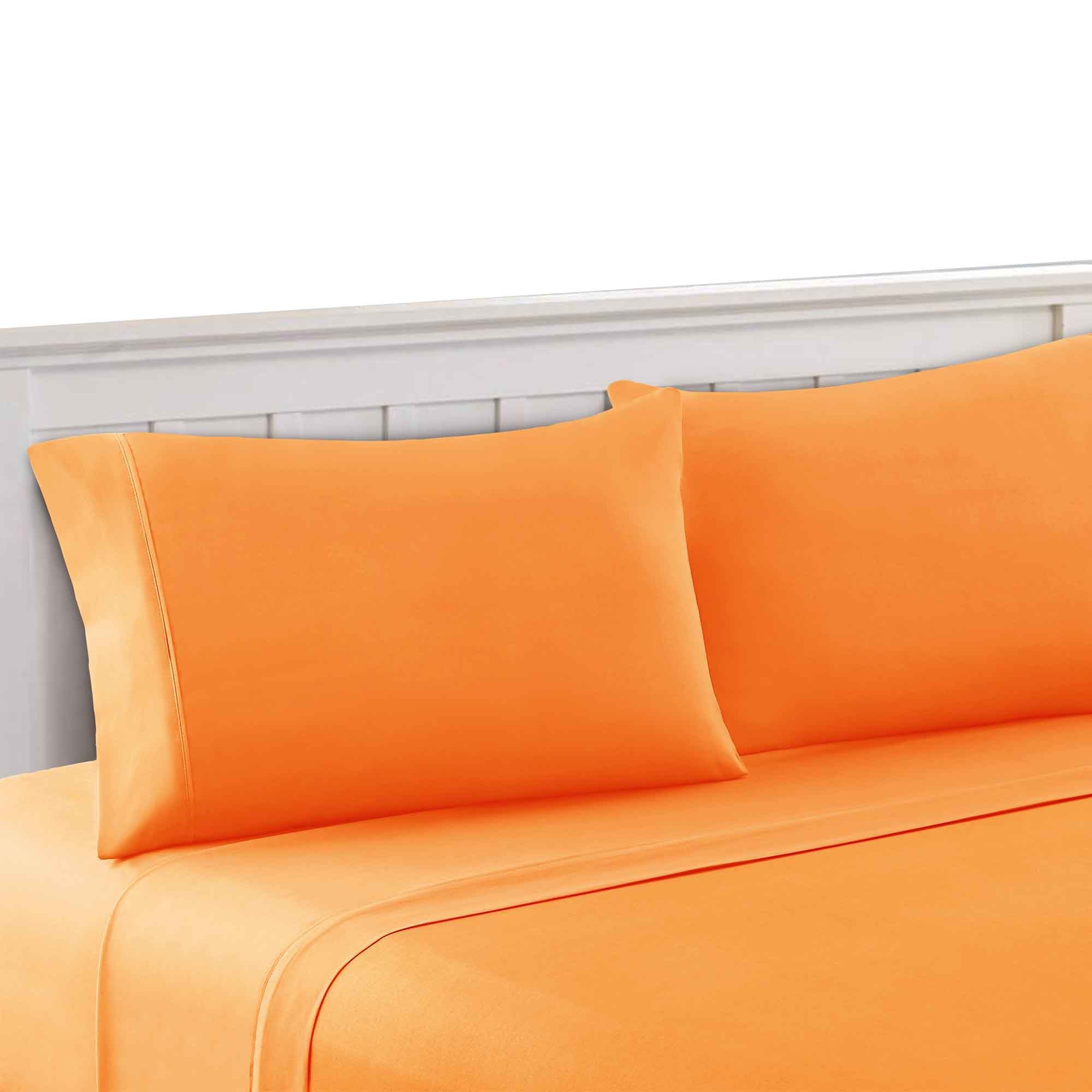 Bezons 3 Piece Twin Size Plain Sheet Set The Urban Port, Orange