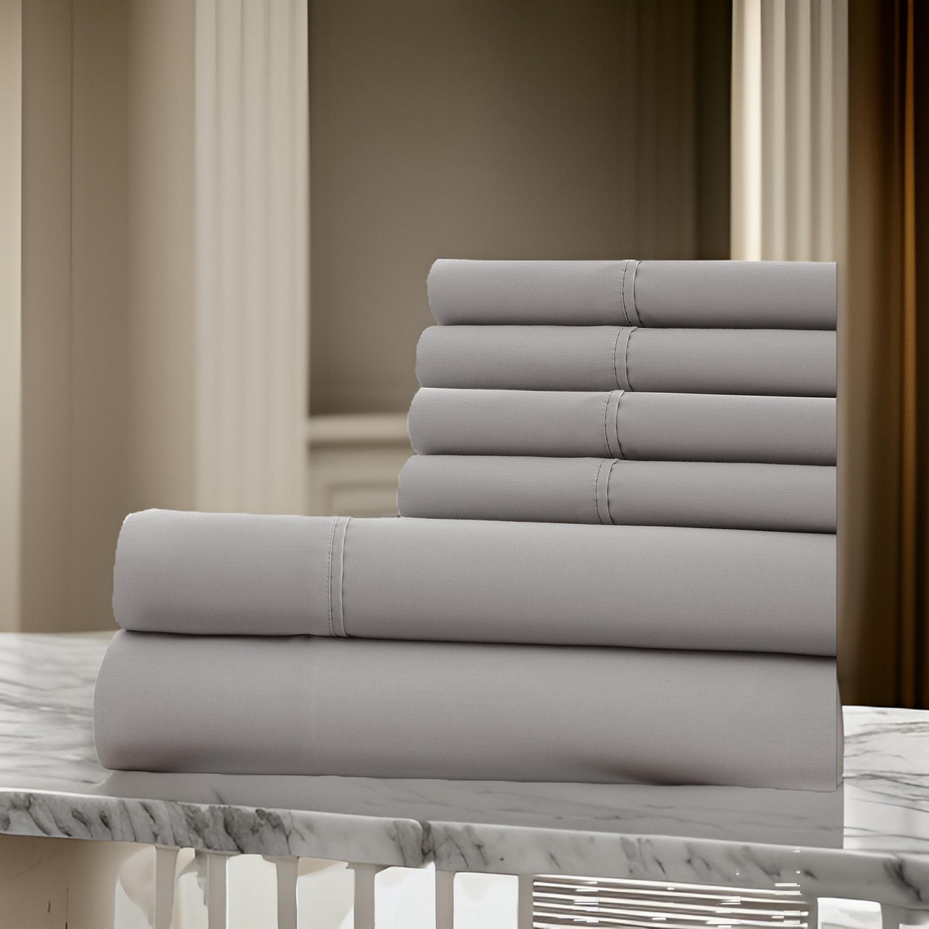 Forli 6 Piece Microfiber Full Sheet Set with Nano Technology The Urban Port, Gray