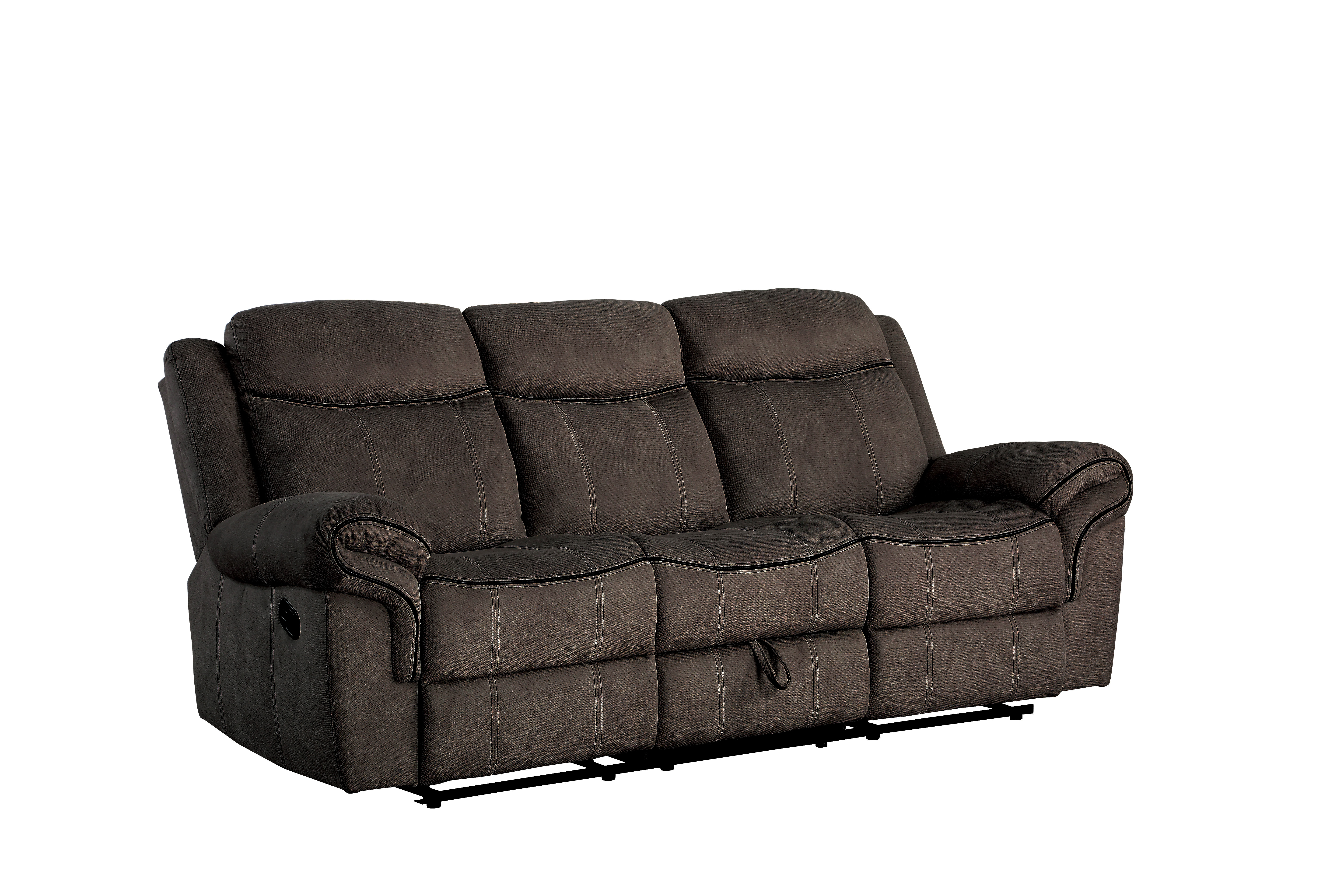 87 Inch 3 Seater Reclining Sofa, Velvet, Espresso Brown