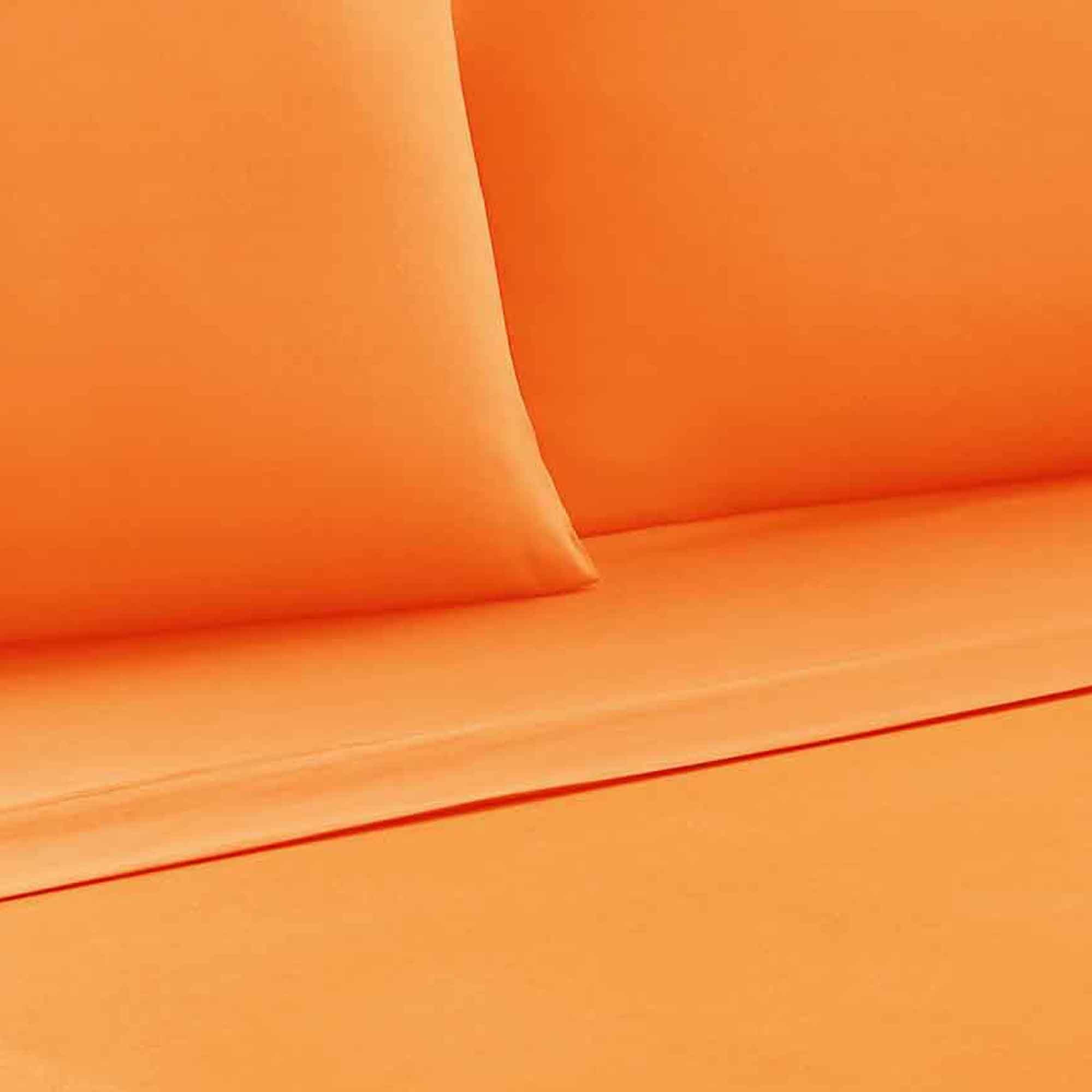 Bezons 3 Piece Twin Size Plain Sheet Set The Urban Port, Orange