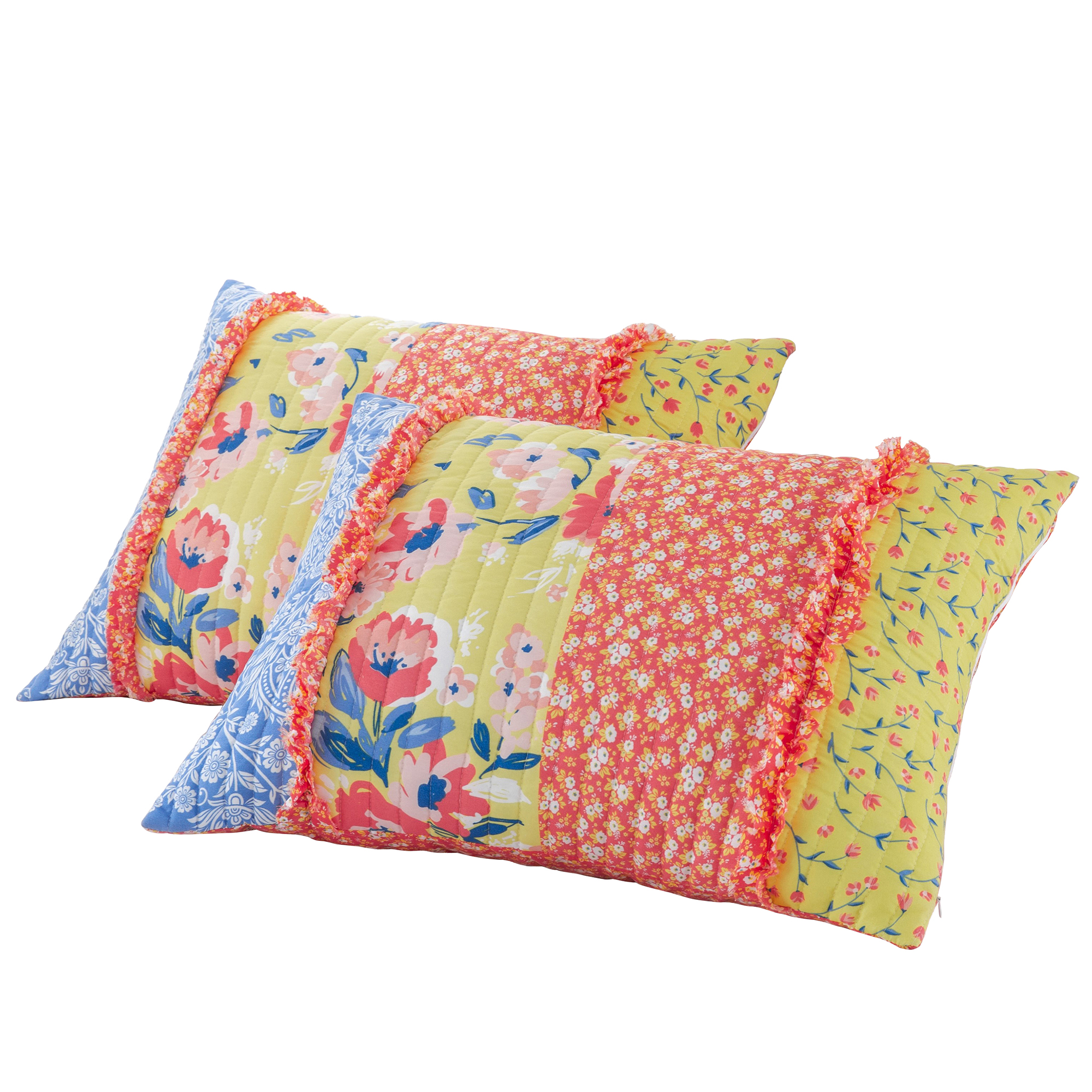 Lio 2 Piece Microfiber Twin Quilt Set, Bohemian Floral Pattern, Multicolor