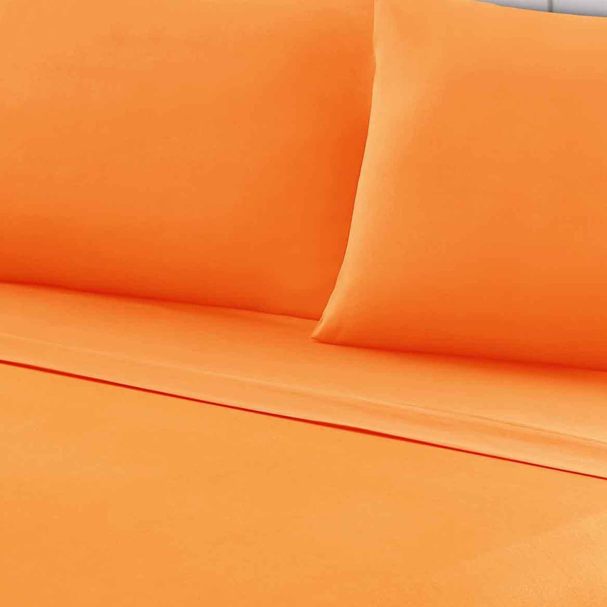 Bezons 3 Piece Twin Size Plain Sheet Set The Urban Port, Orange