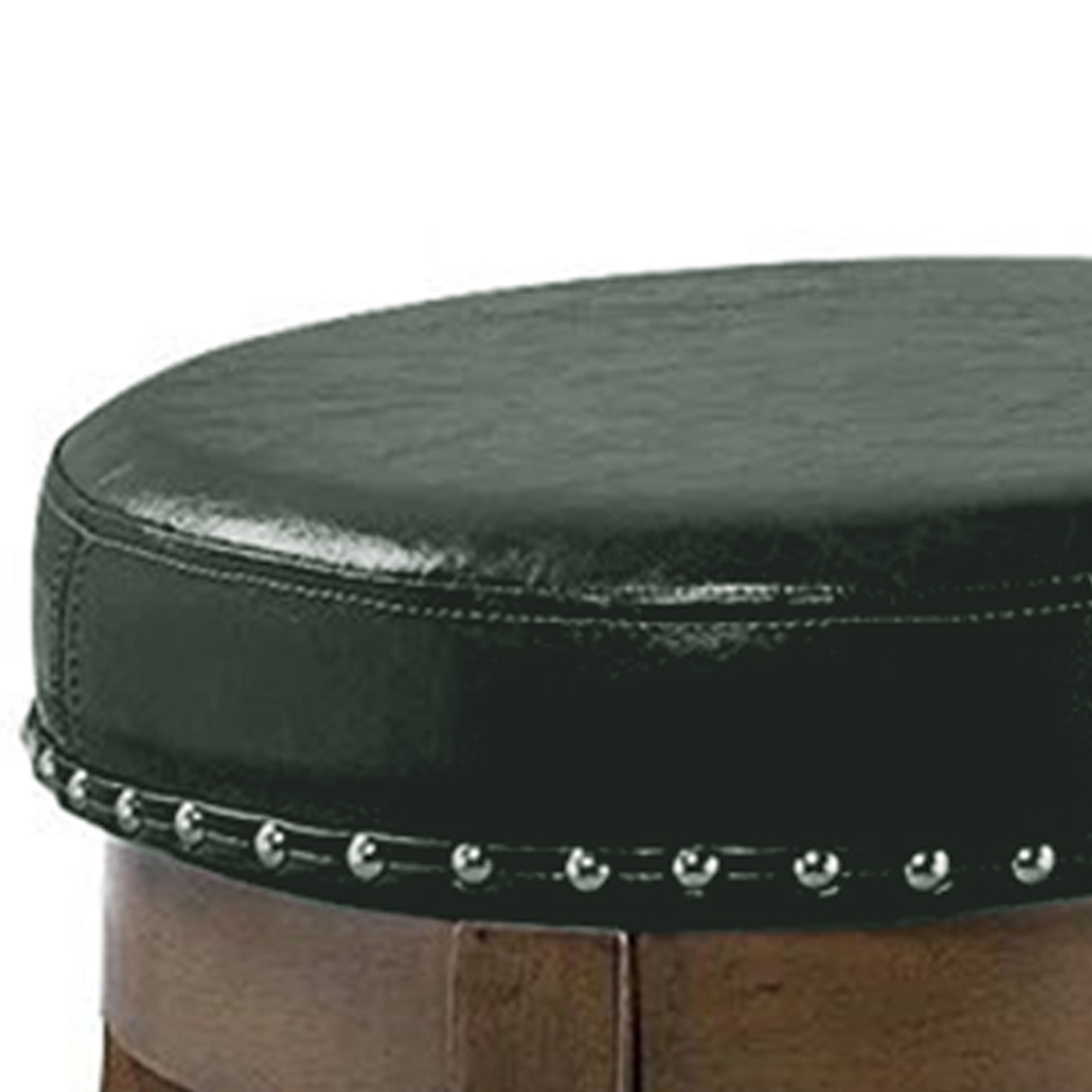 Drue 18 Inch Set of 2 Swivel Stools, Nailhead Trim, Green Faux Leather