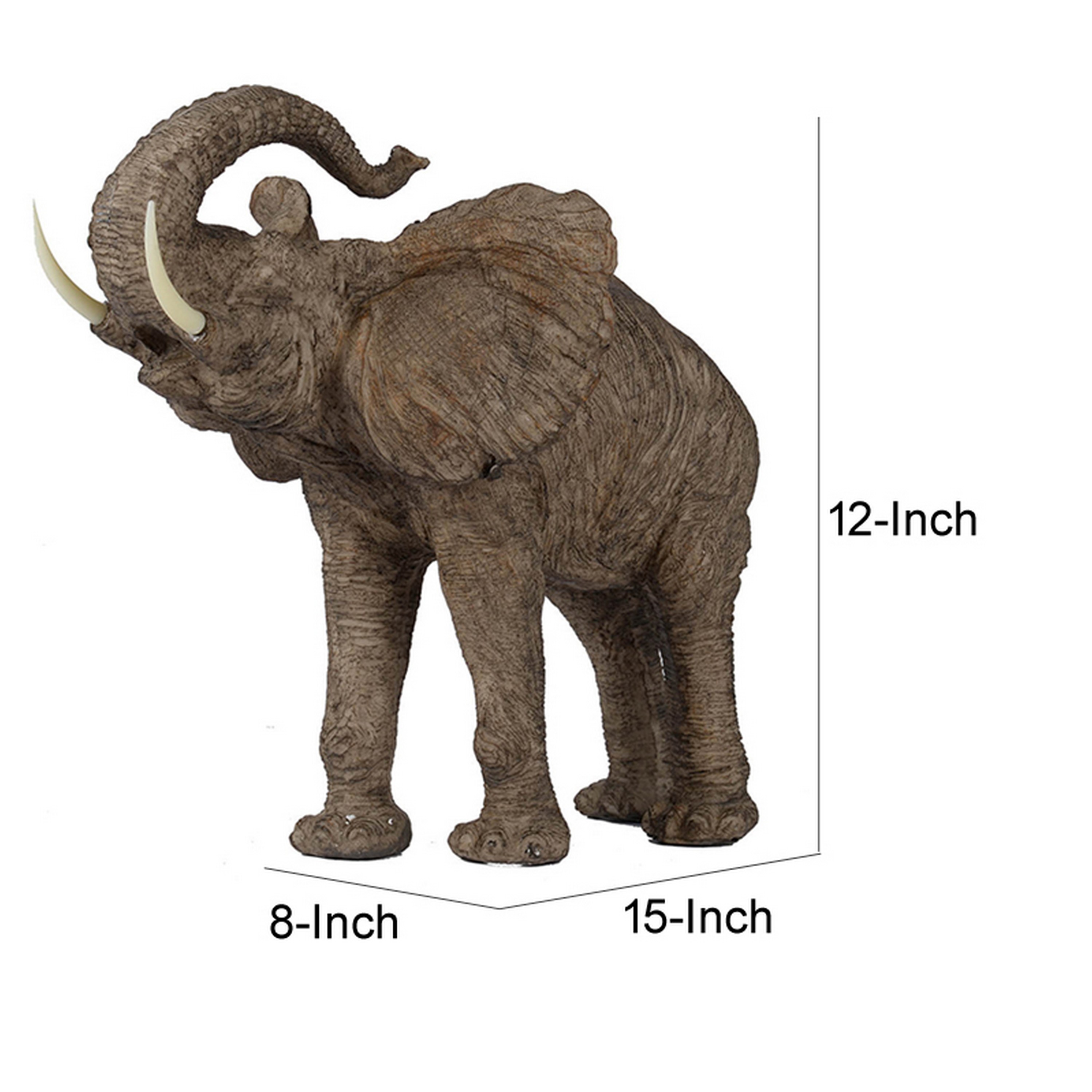 Polyresin Trumpeting Elephant Accent, Brown