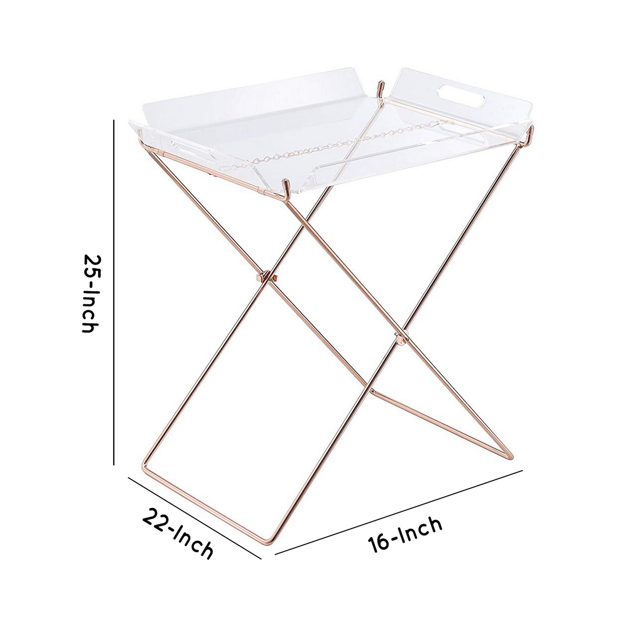 Modish Tray Table, Clear Acrylic & Copper