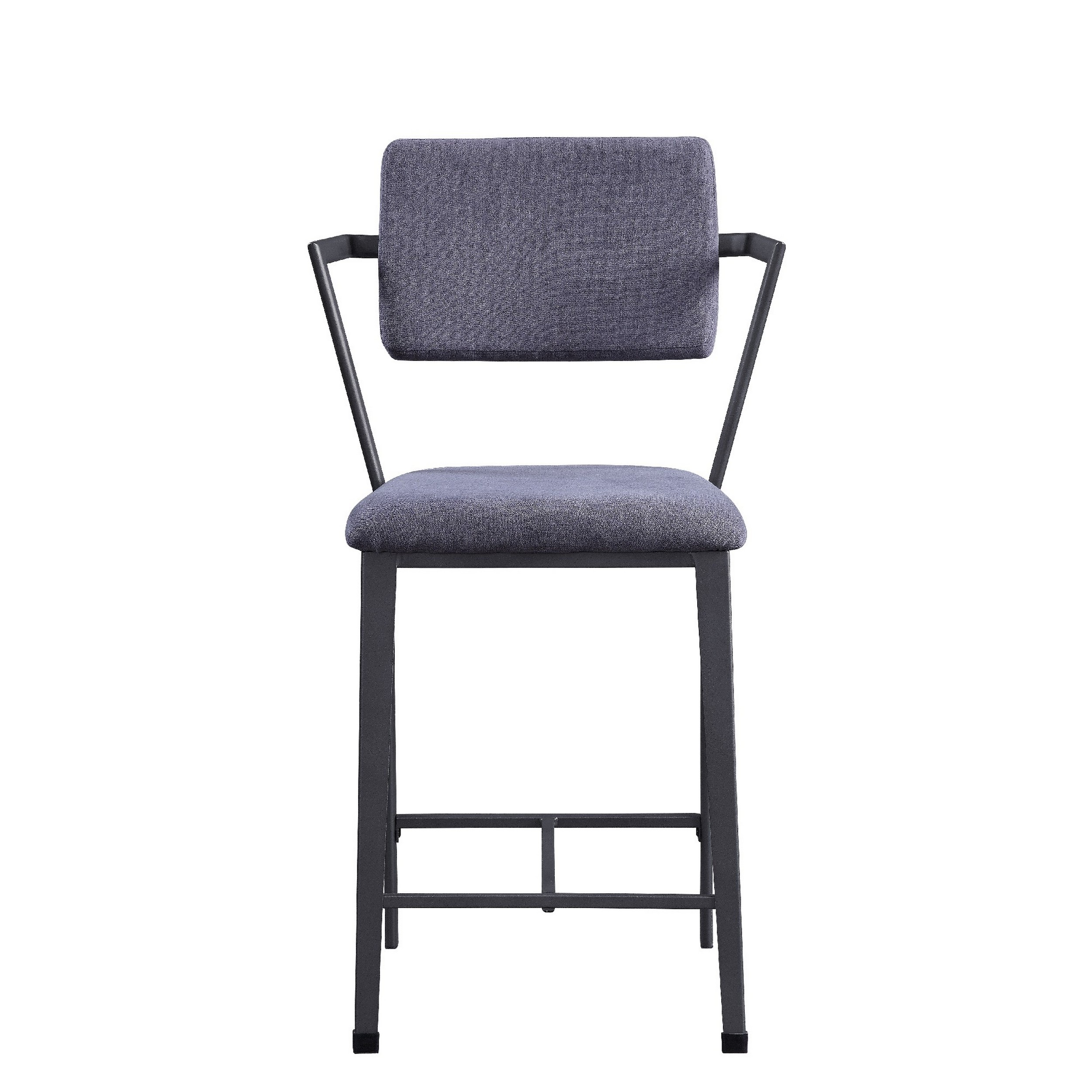 Fabric Upholstered Metal Counter Height Chair, Set of 2,Gray and Black