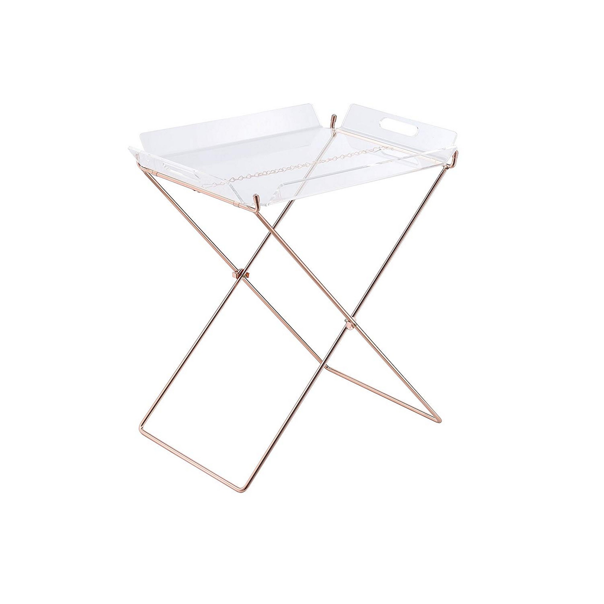 Modish Tray Table, Clear Acrylic & Copper