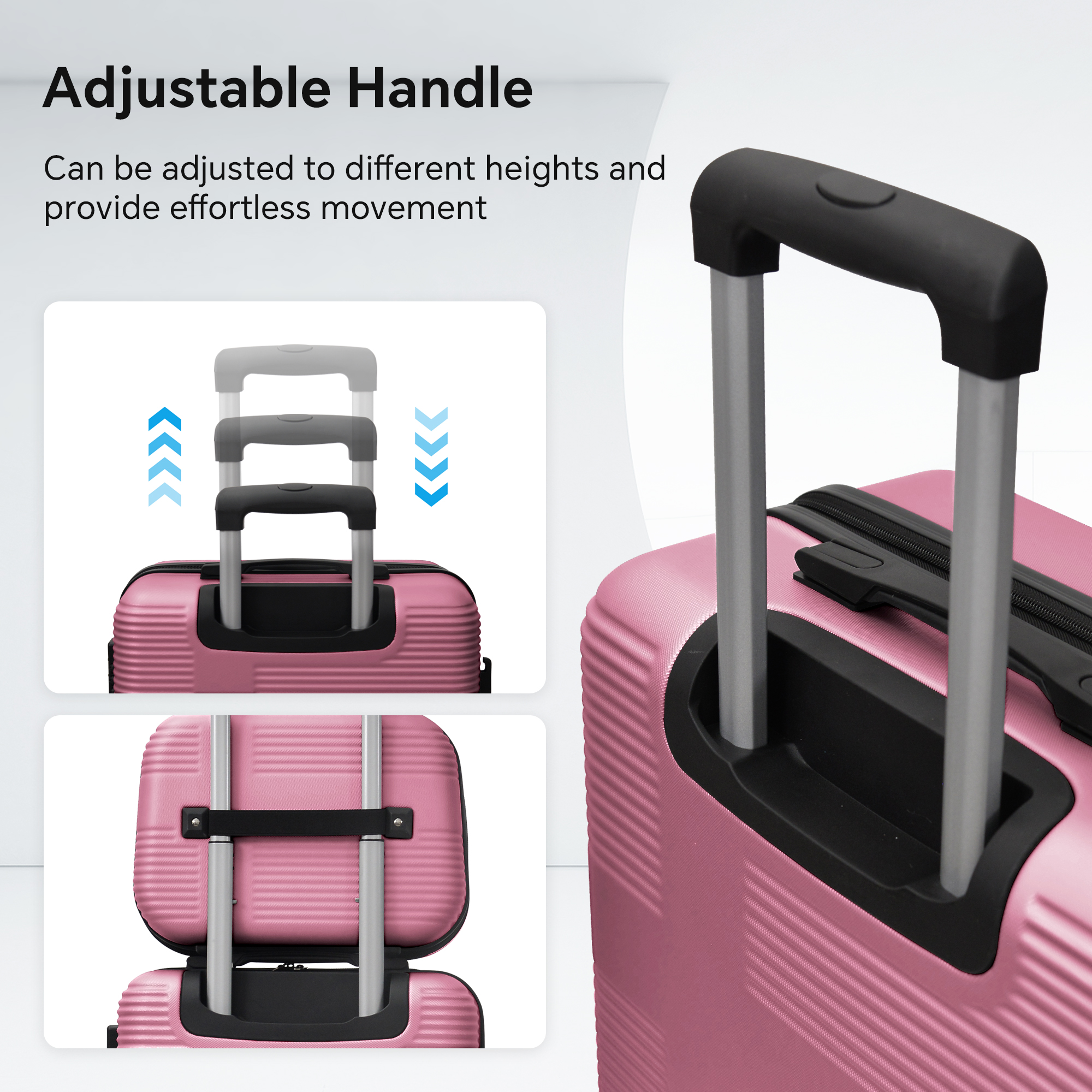 Luggage 4 Piece Set with Spinner Wheels, Hardshell Lightweight Suitcase with TSA Lock,Checked Luggage,Pink(12/20/24/28in)