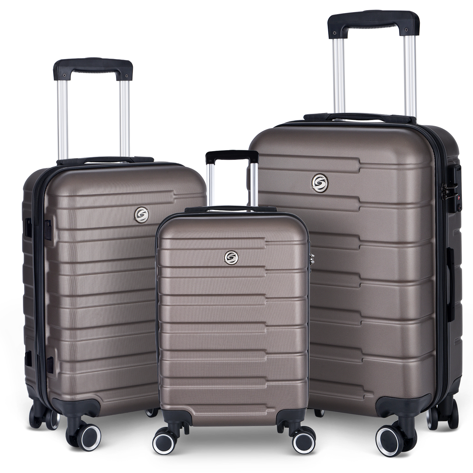 Luggage Suitcase 3 Piece Sets Hardside Carry-on luggage with Spinner Wheels 20"/24"/28"